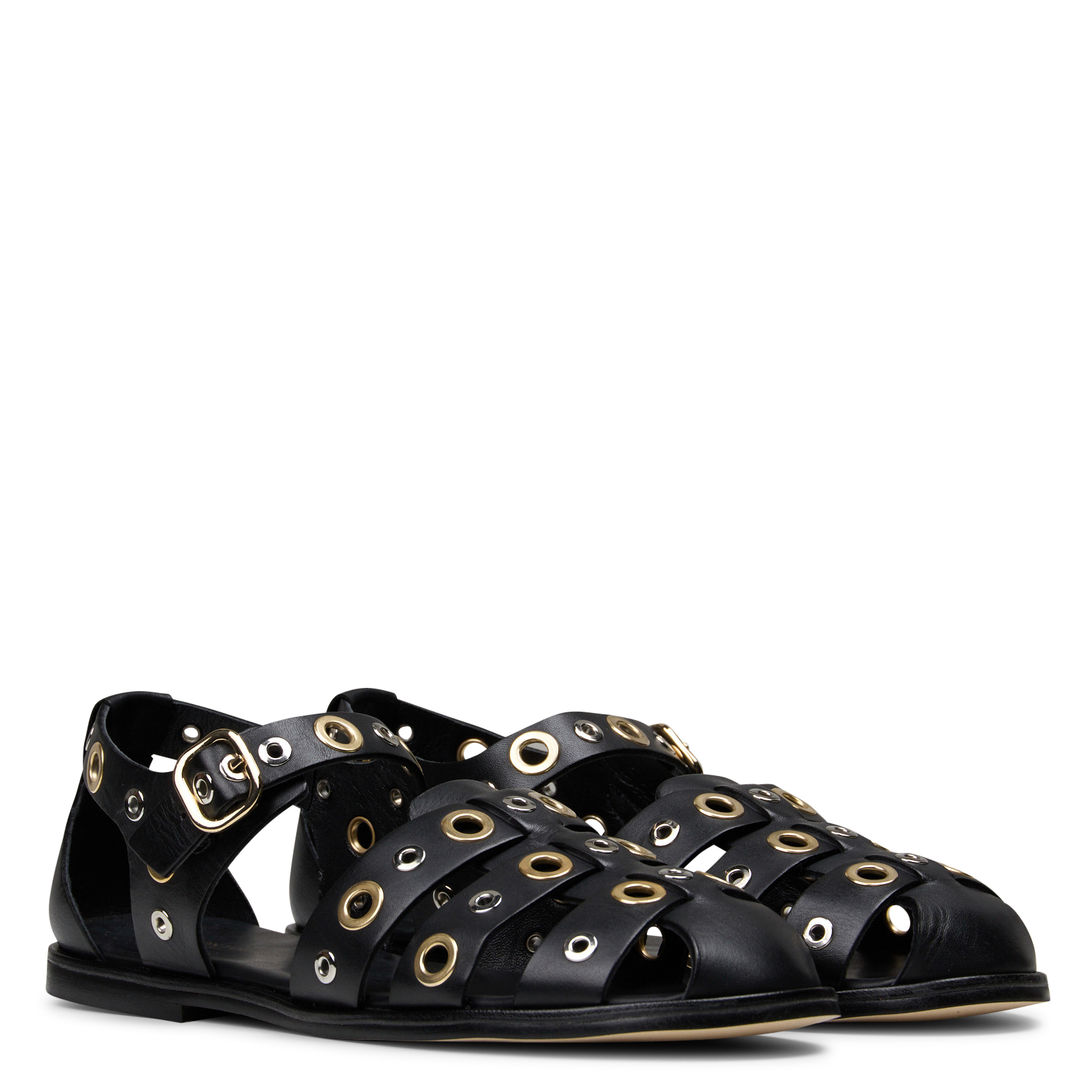 Sandales à rivets en cuir velours MAISON TOUFET Noir