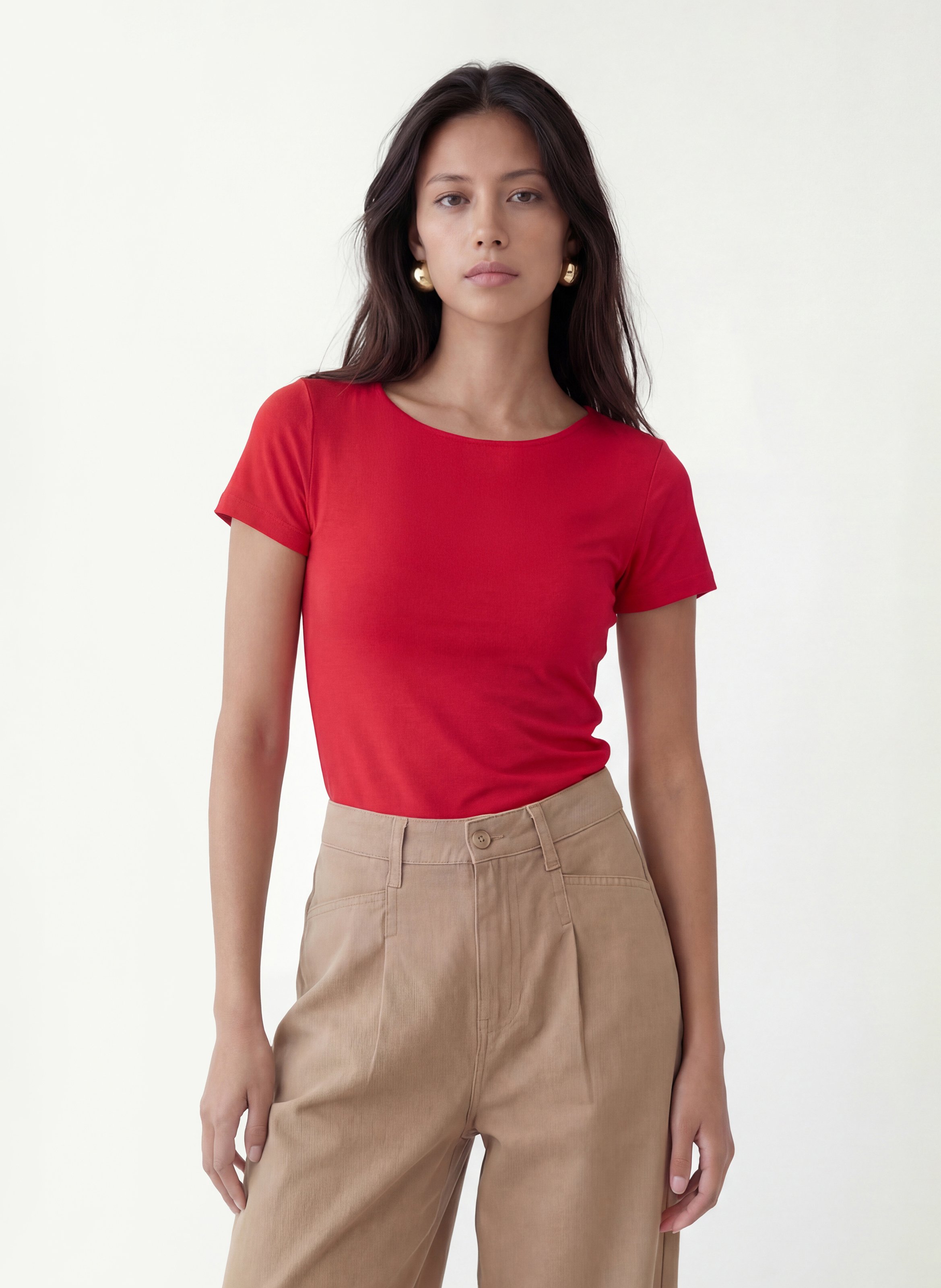 Tee-shirt moulant col bateau en coton mélangé KOOKAI