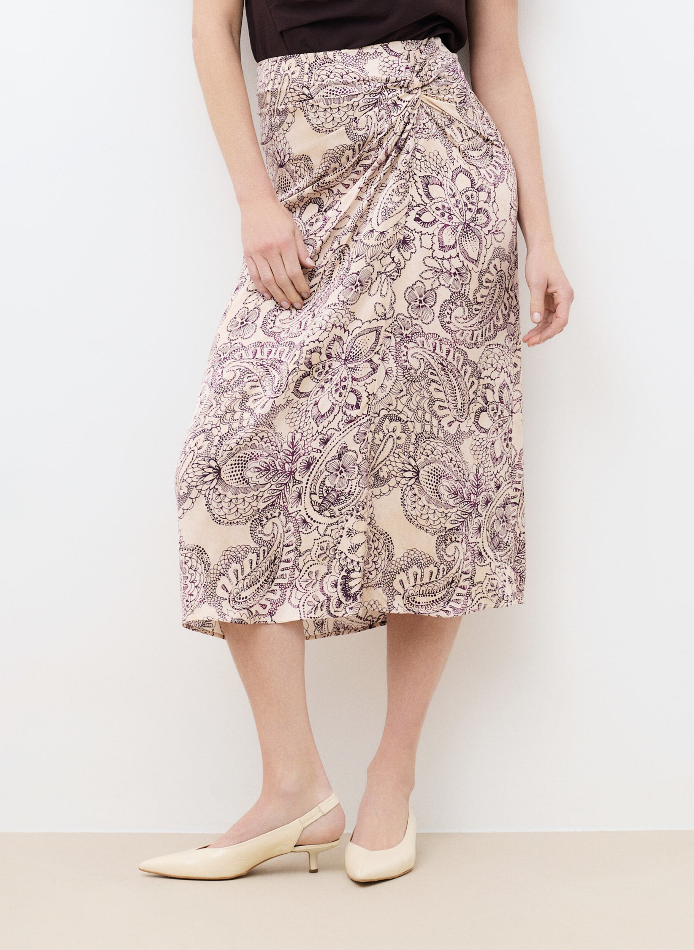 Jupe midi imprimée CAROLL Beige