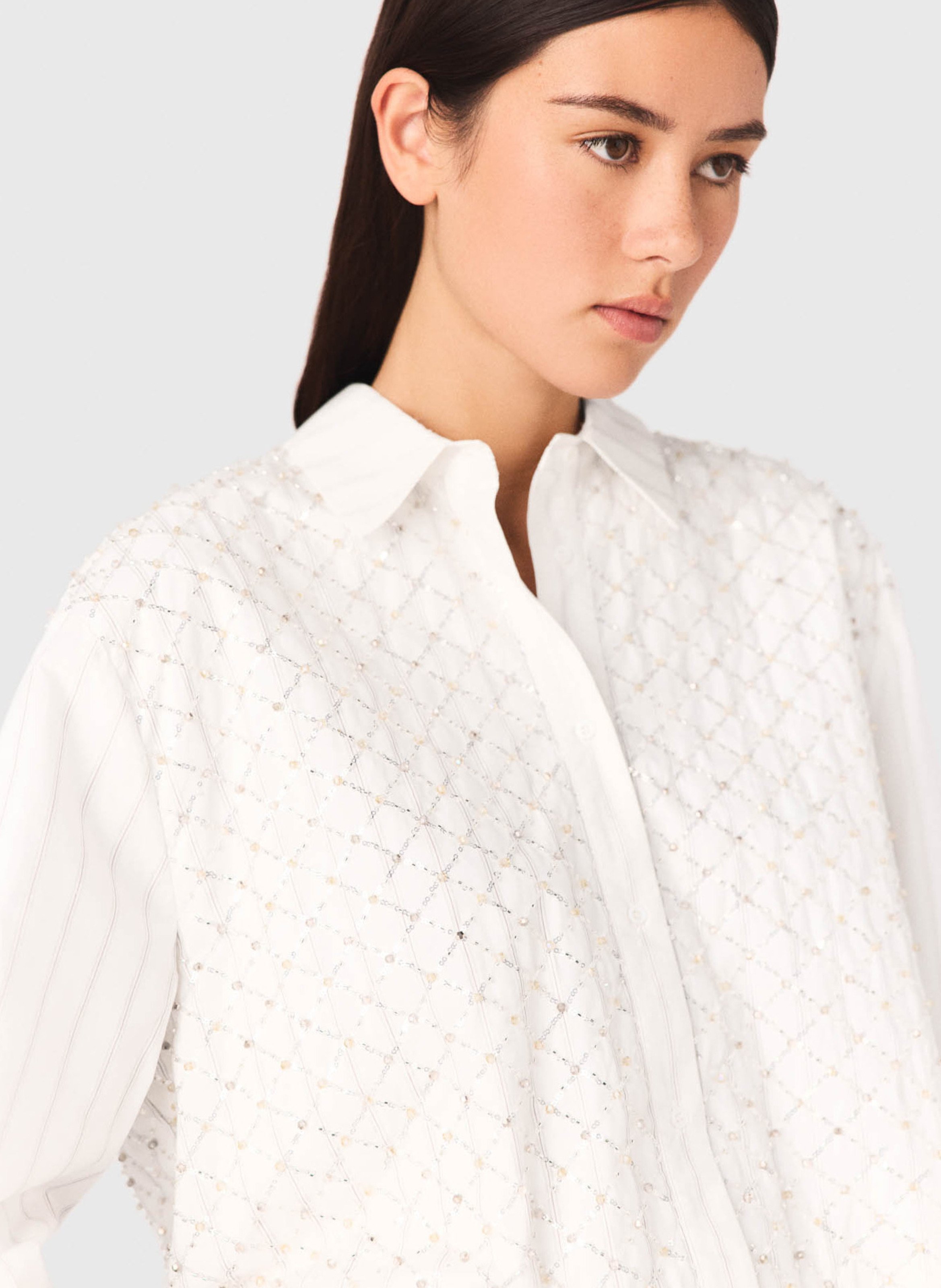 Chemise oversize en coton MAJE Blanc