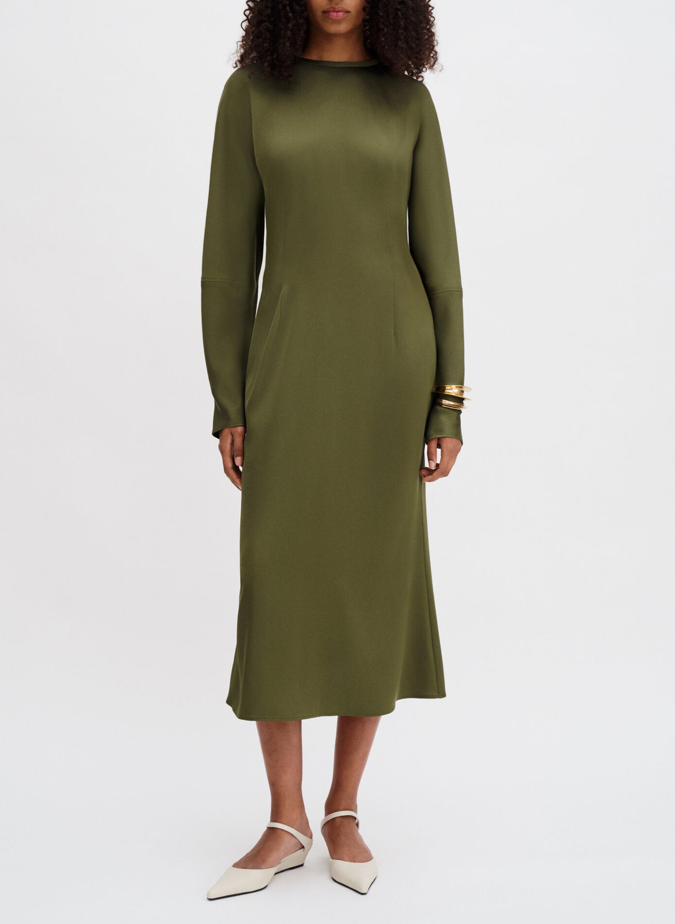 Robe droite midi dos ouvert unie FILIPPA K Vert