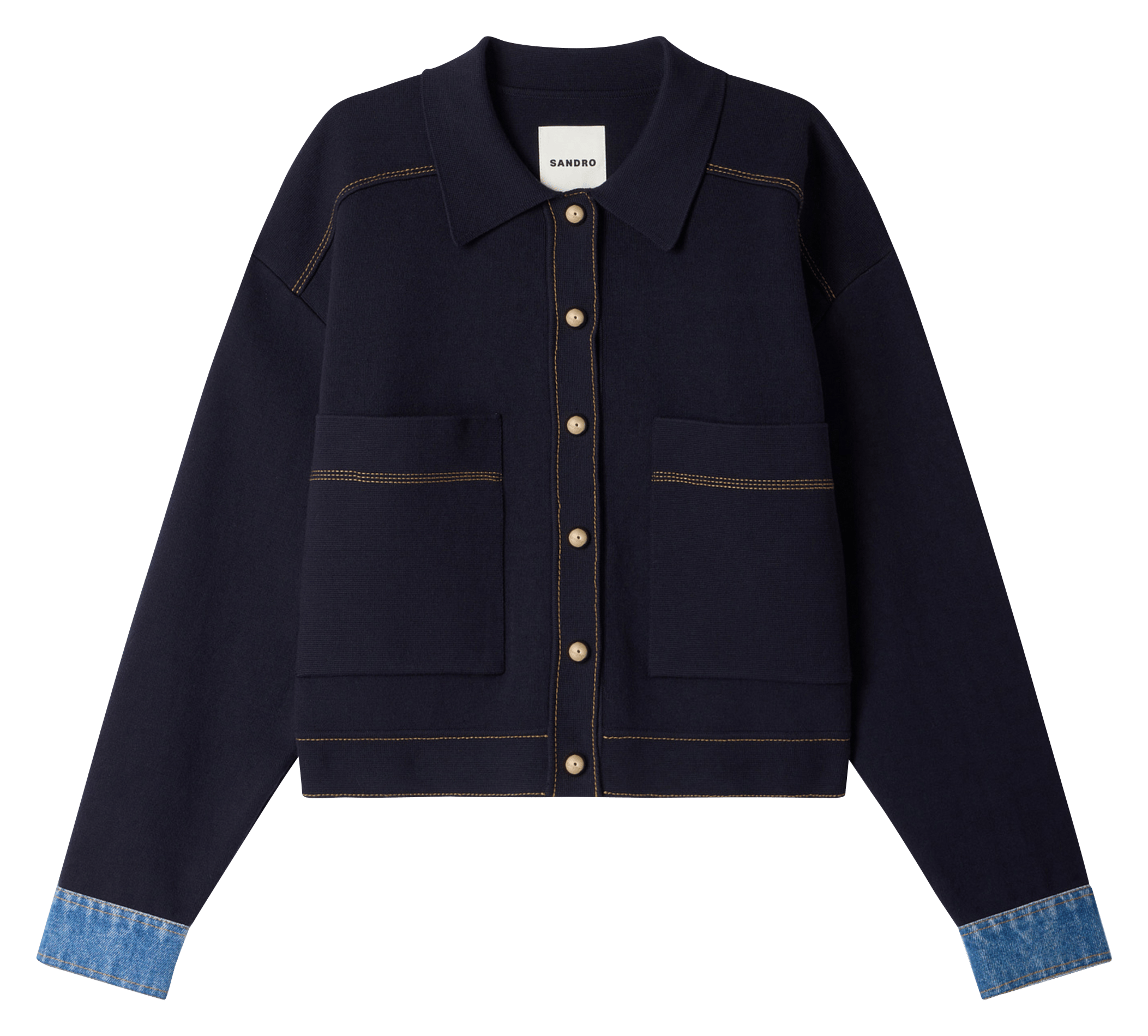 Ruim vest van twee materialen SANDRO Blauw