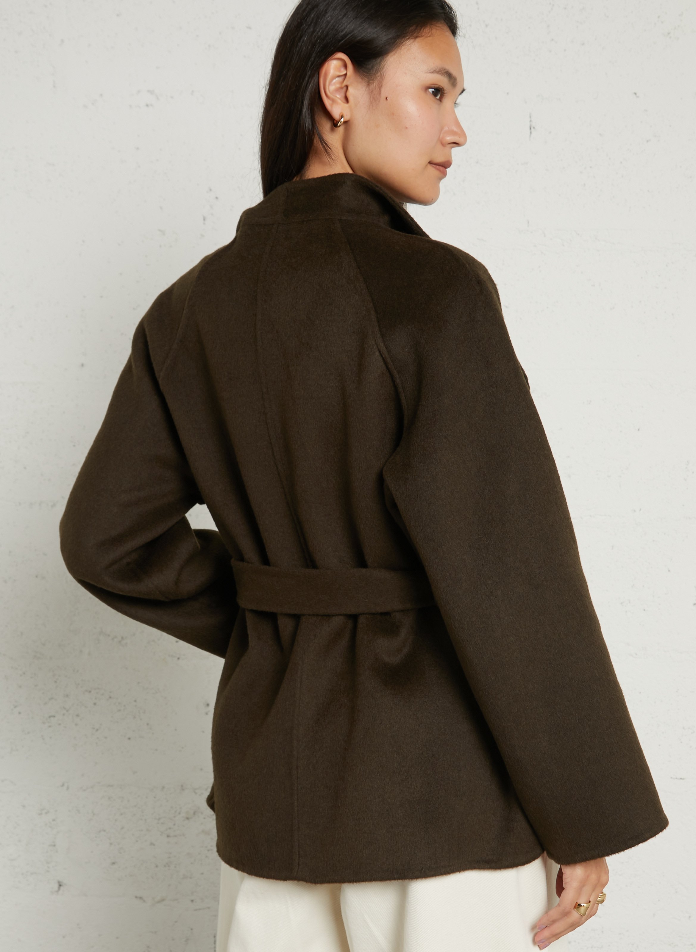 Coat in blended recycled wool SUNCOO Khaki