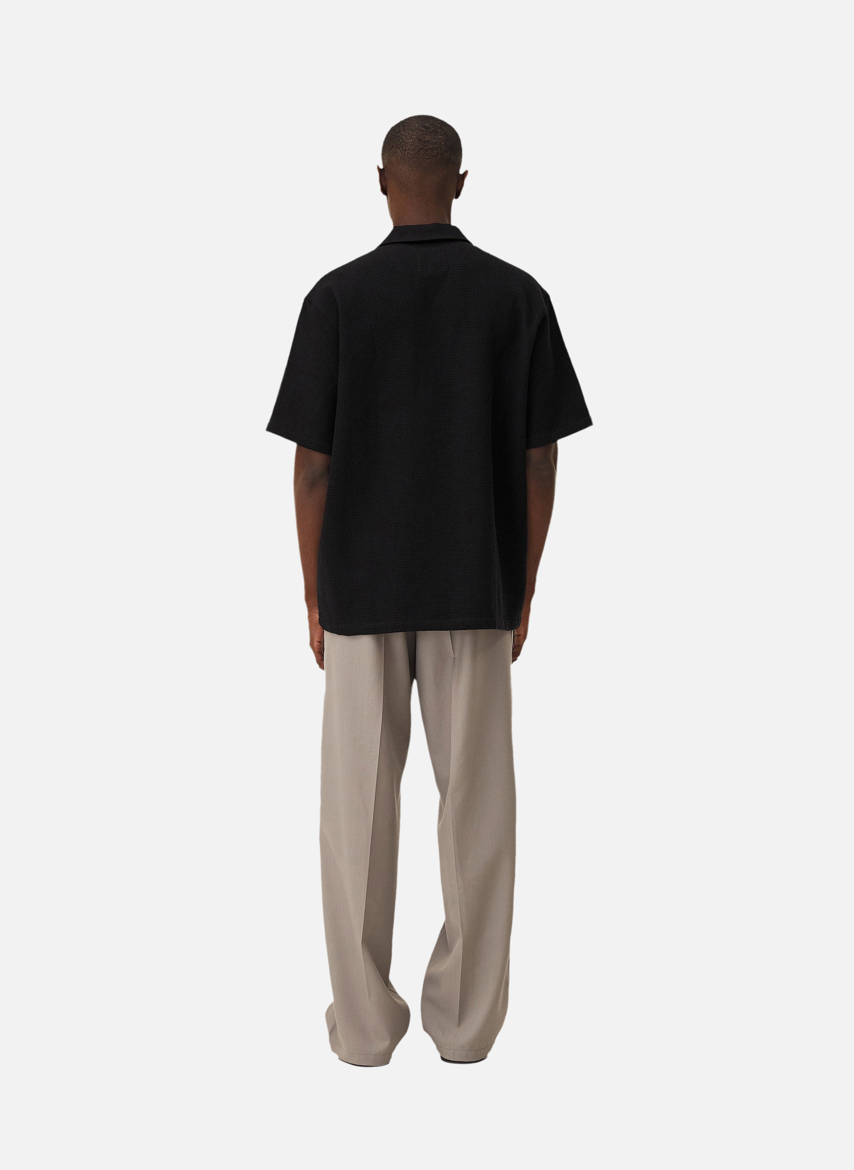 Casual shirt in ORLÉANS BLACK WAFFLE fabric Noyoco Black
