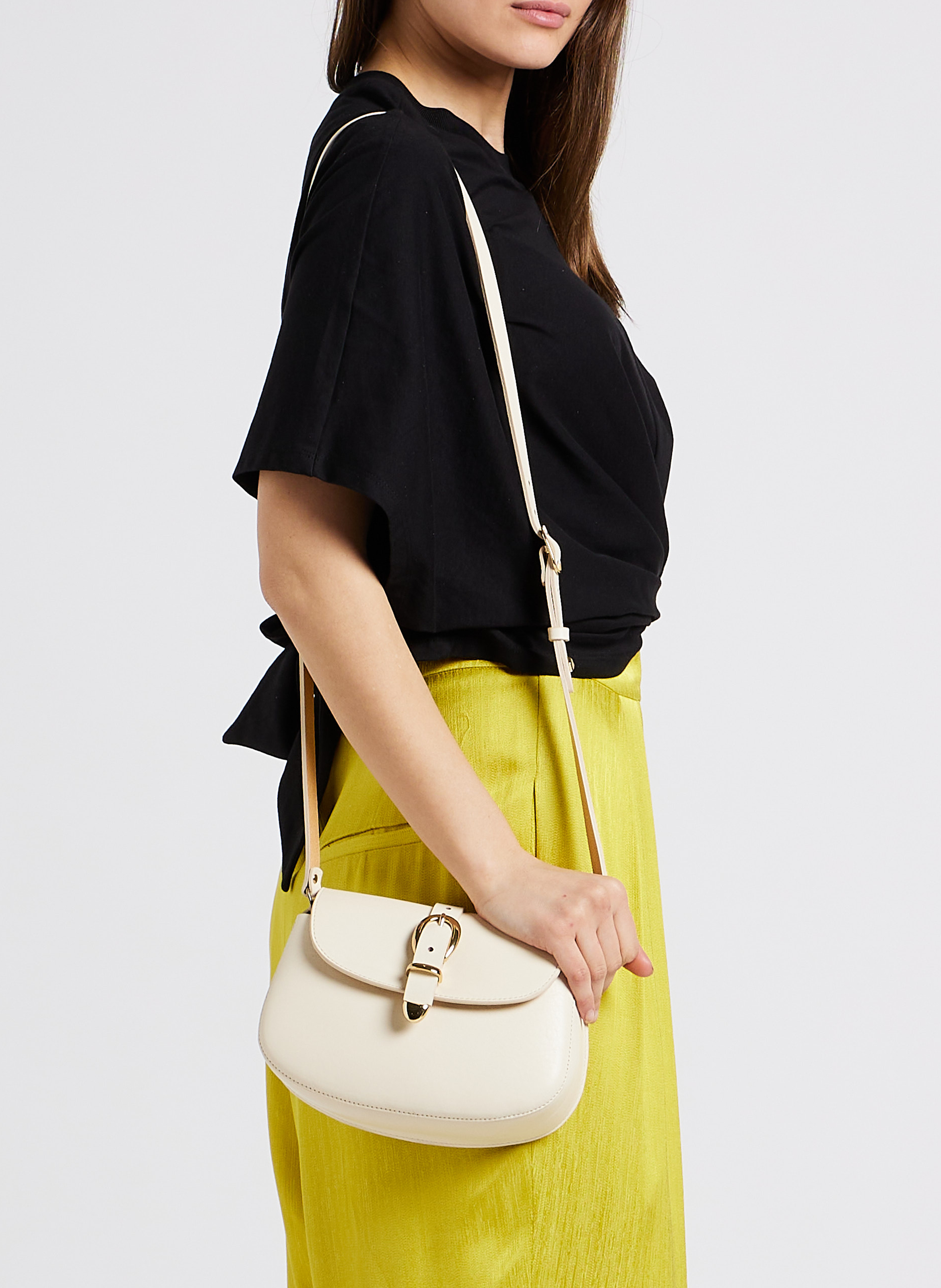 Smooth leather shoulder bag HERBERT FRERE SOEUR Beige