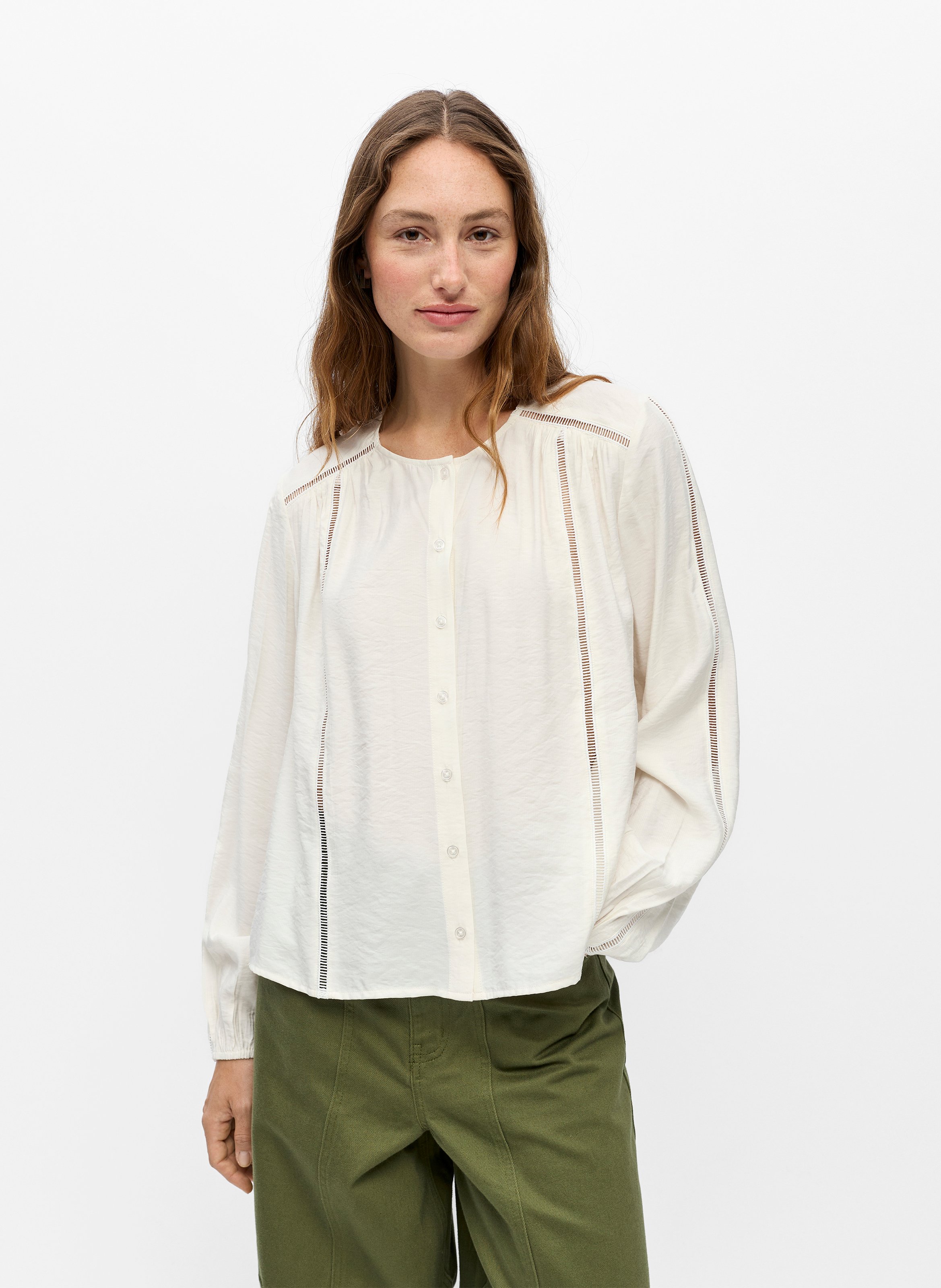 Oversized round neck shirt OBJECT White