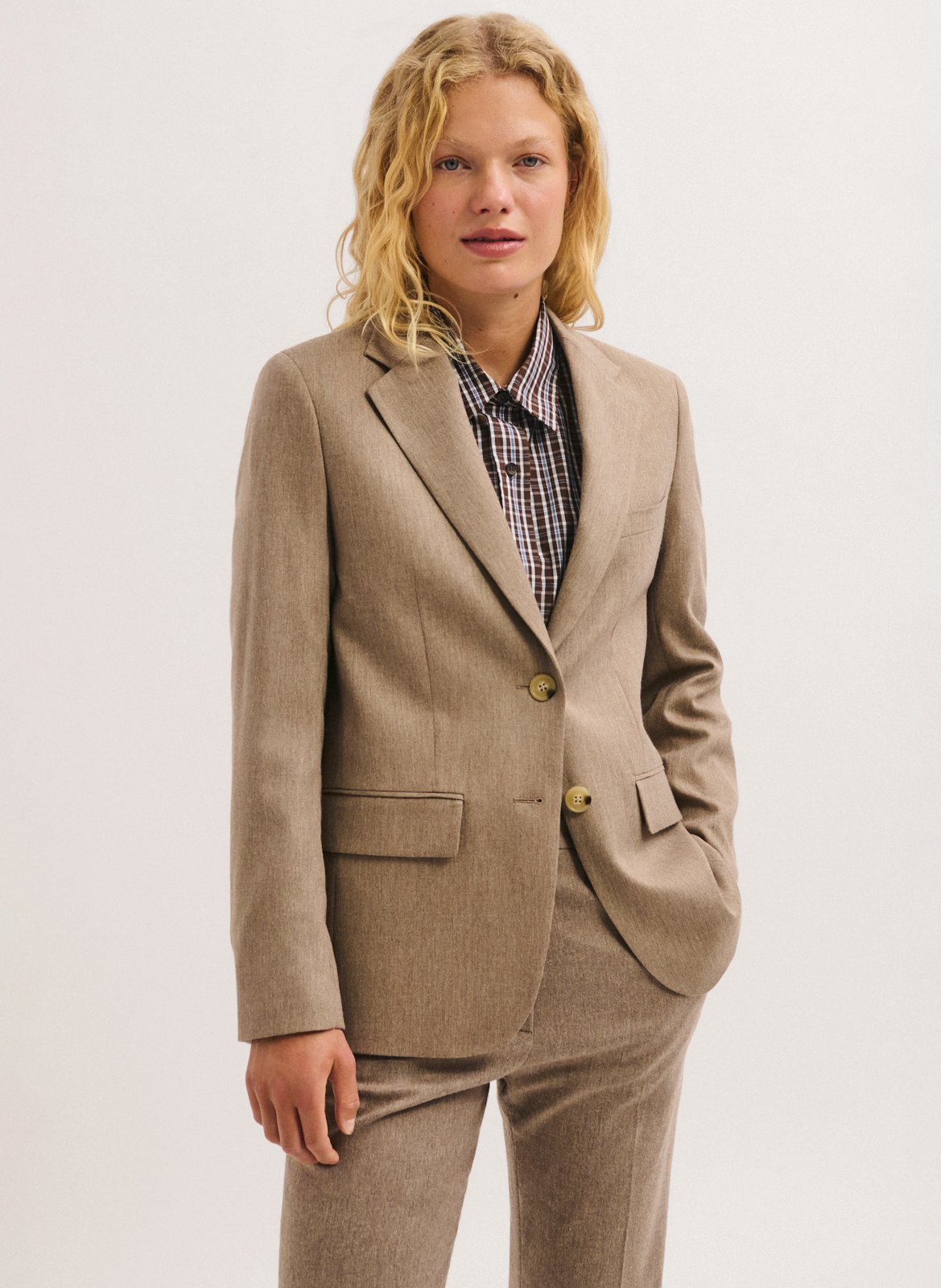 Solid straight blazer PABLO Beige