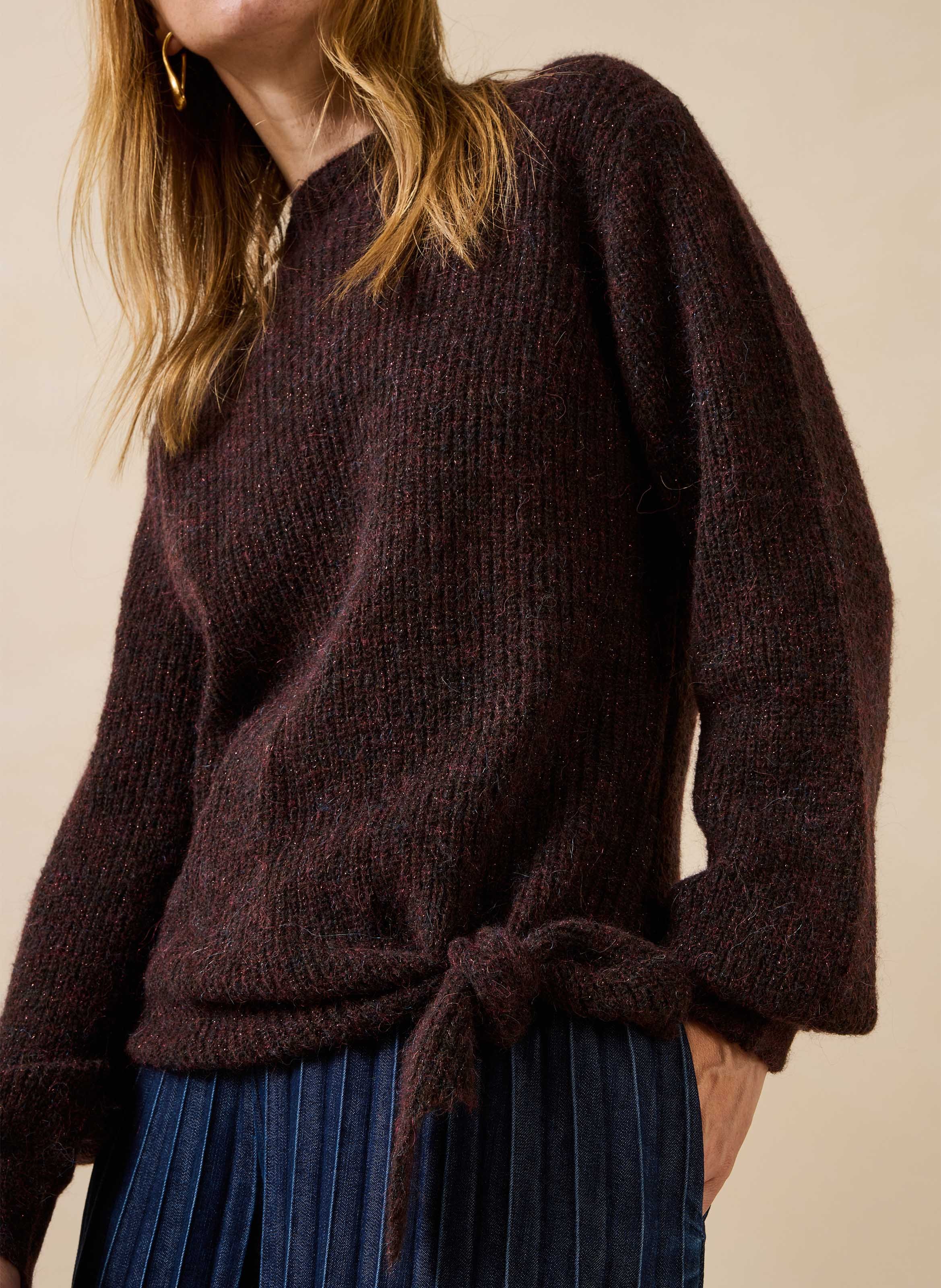 Iridescent alpaca blend sweater LA FEE MARABOUTEE Brown