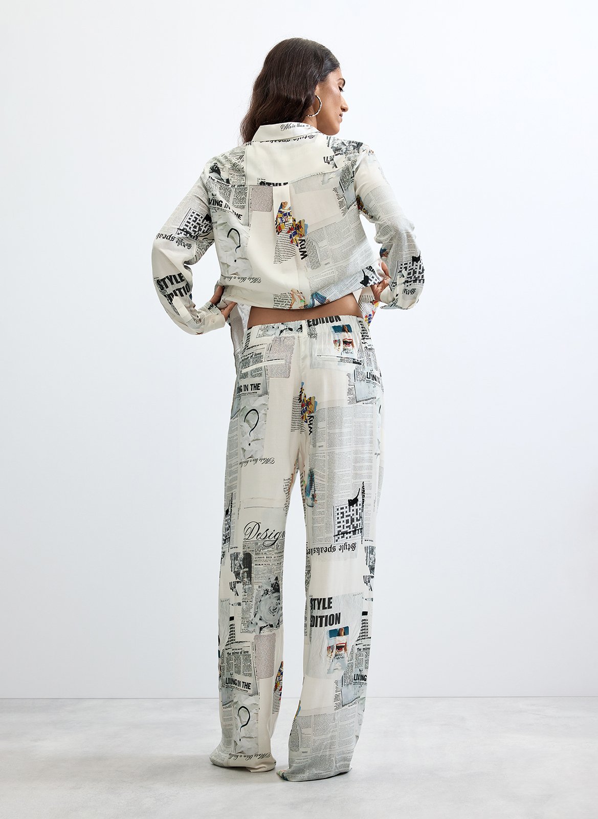 Pantalon large imprimé DESIGUAL Blanc