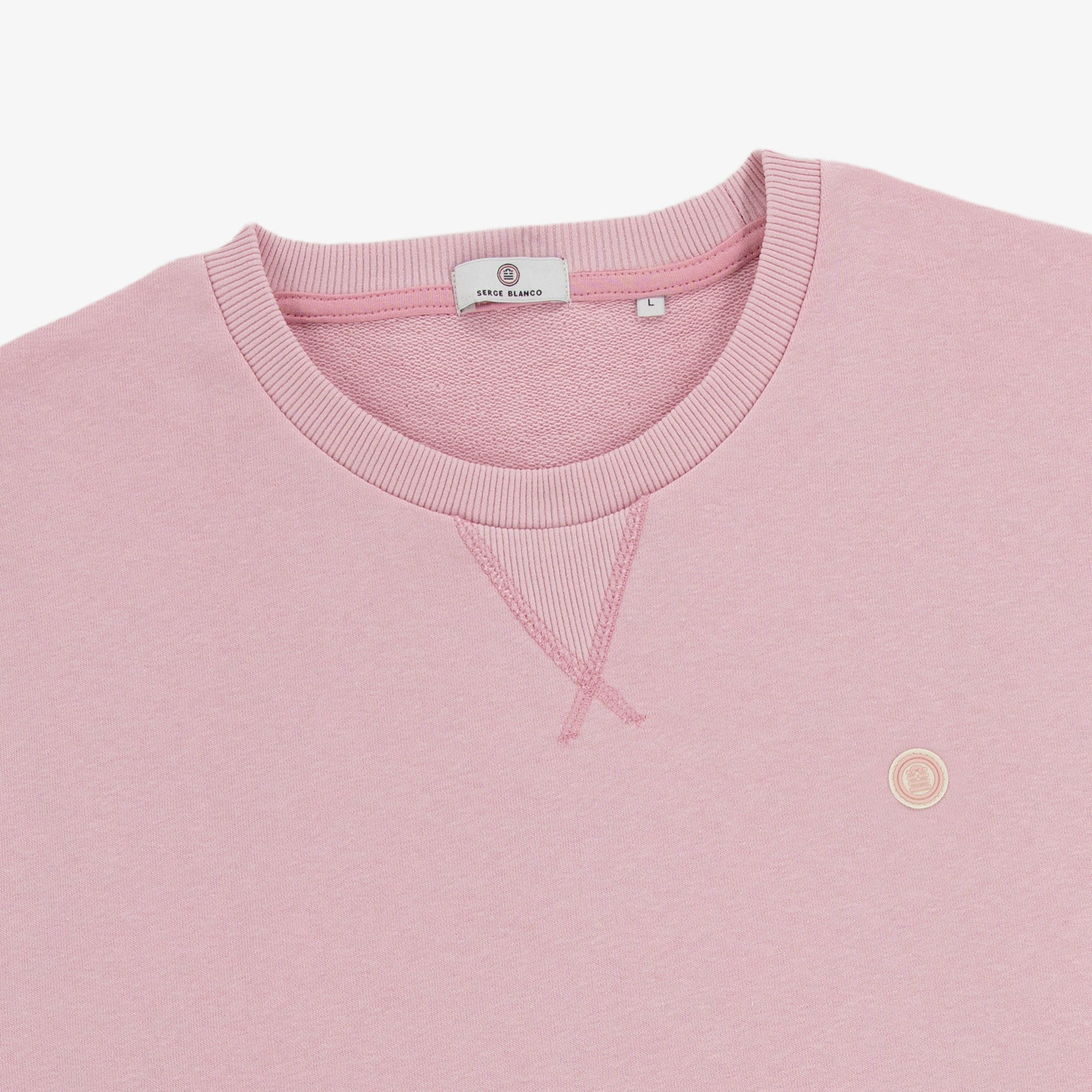 Round neck sweatshirt in cotton fleece. SERGE BLANCO Pink