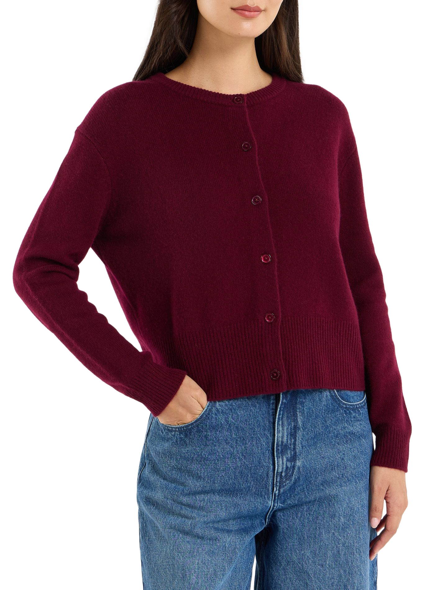 Fluffy round-neck cashmere cardigan by Bardi SAISON 1865 Red