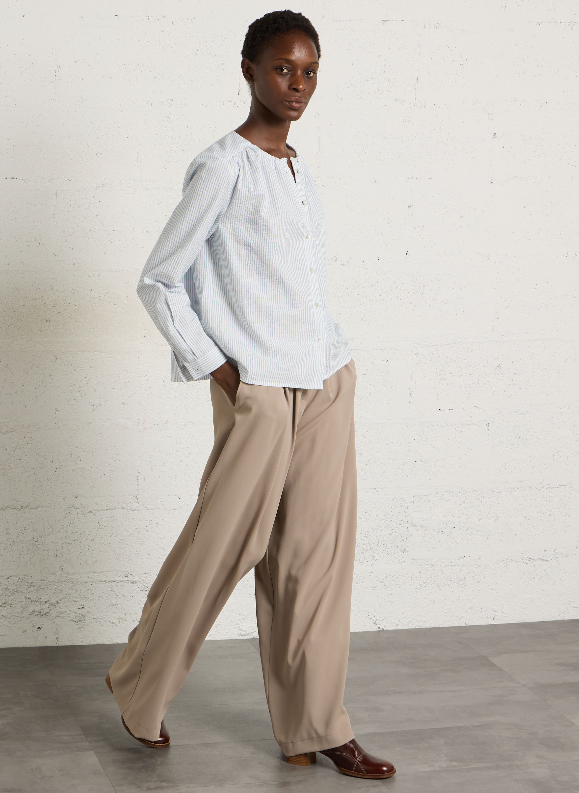 Chemise droite col classique en coton JC SOPHIE Bleu