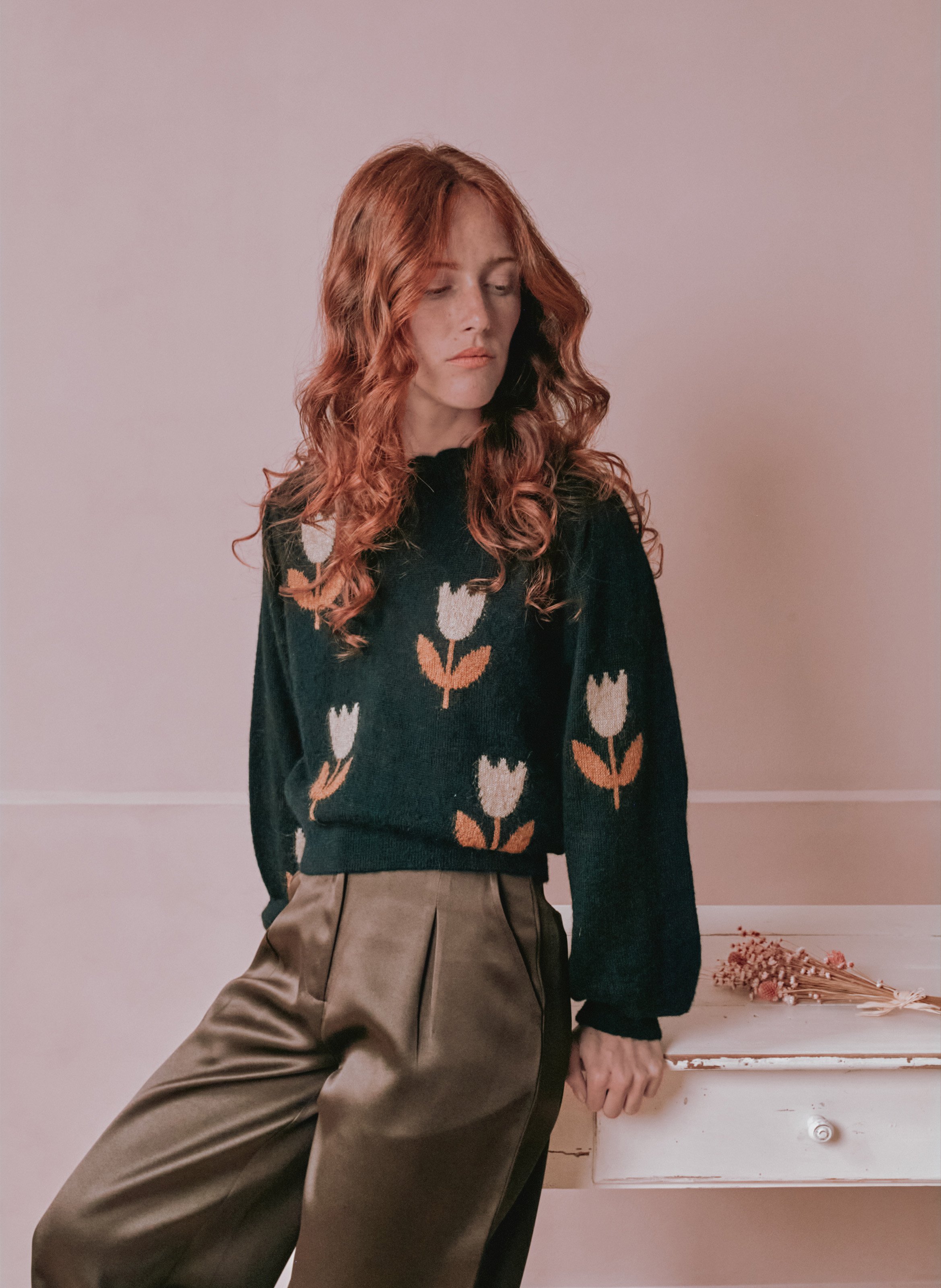 Round-neck wool-blend sweater EMILE ET IDA Black