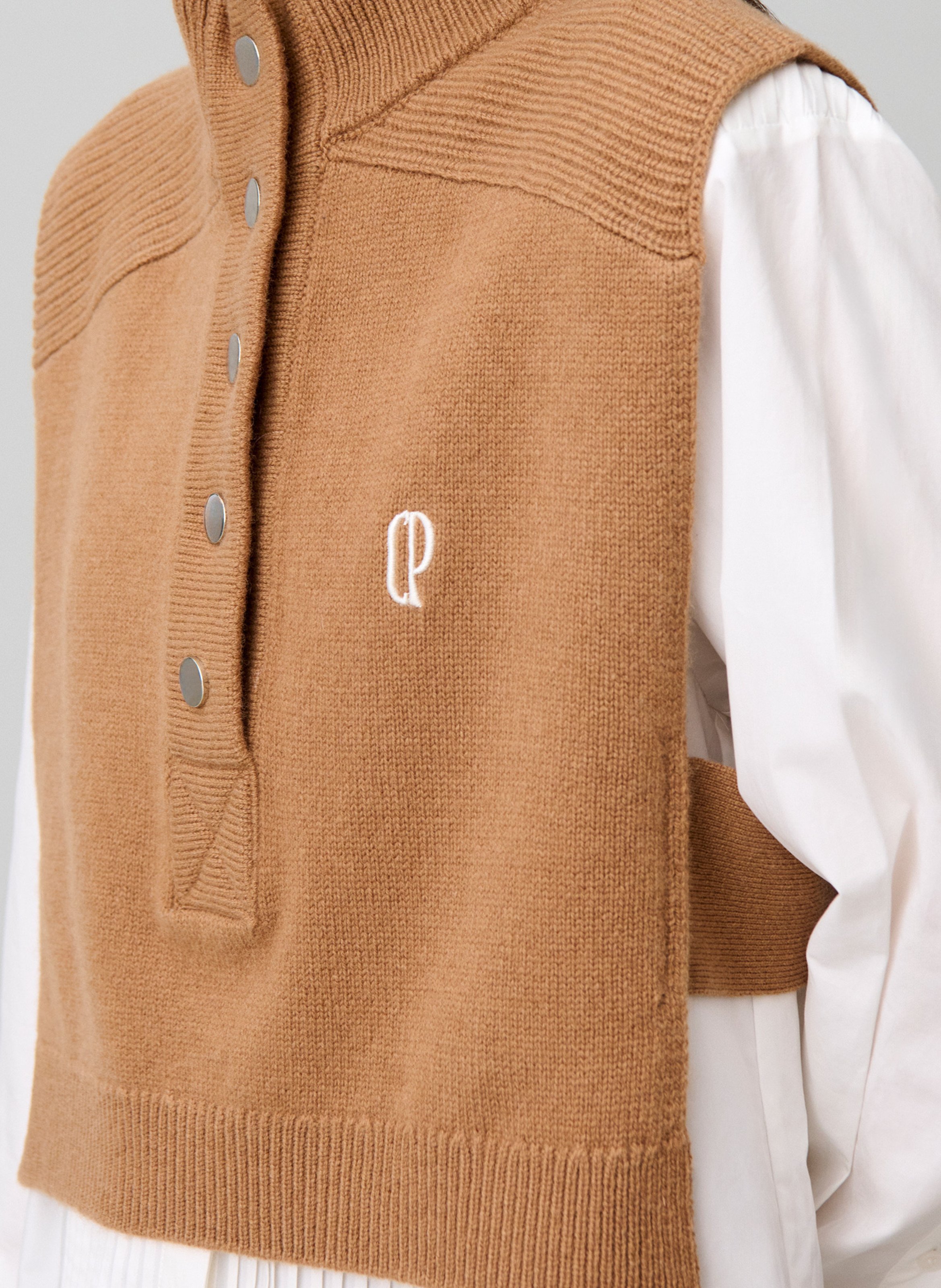 Plastron col montant boutonné en laine | Beige CLAUDIE PIERLOT Femme