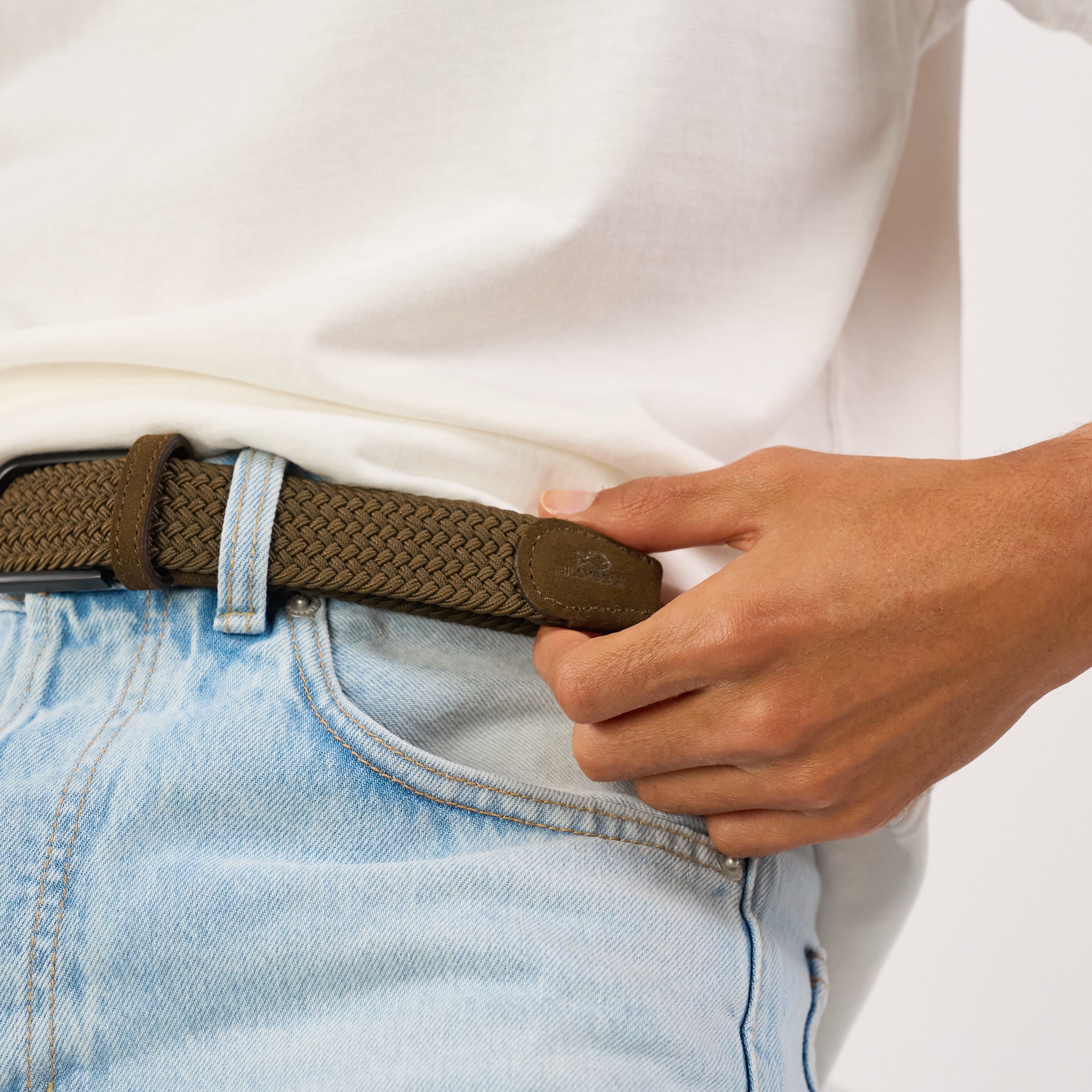 Braided plain suede belt BILLYBELT Brown