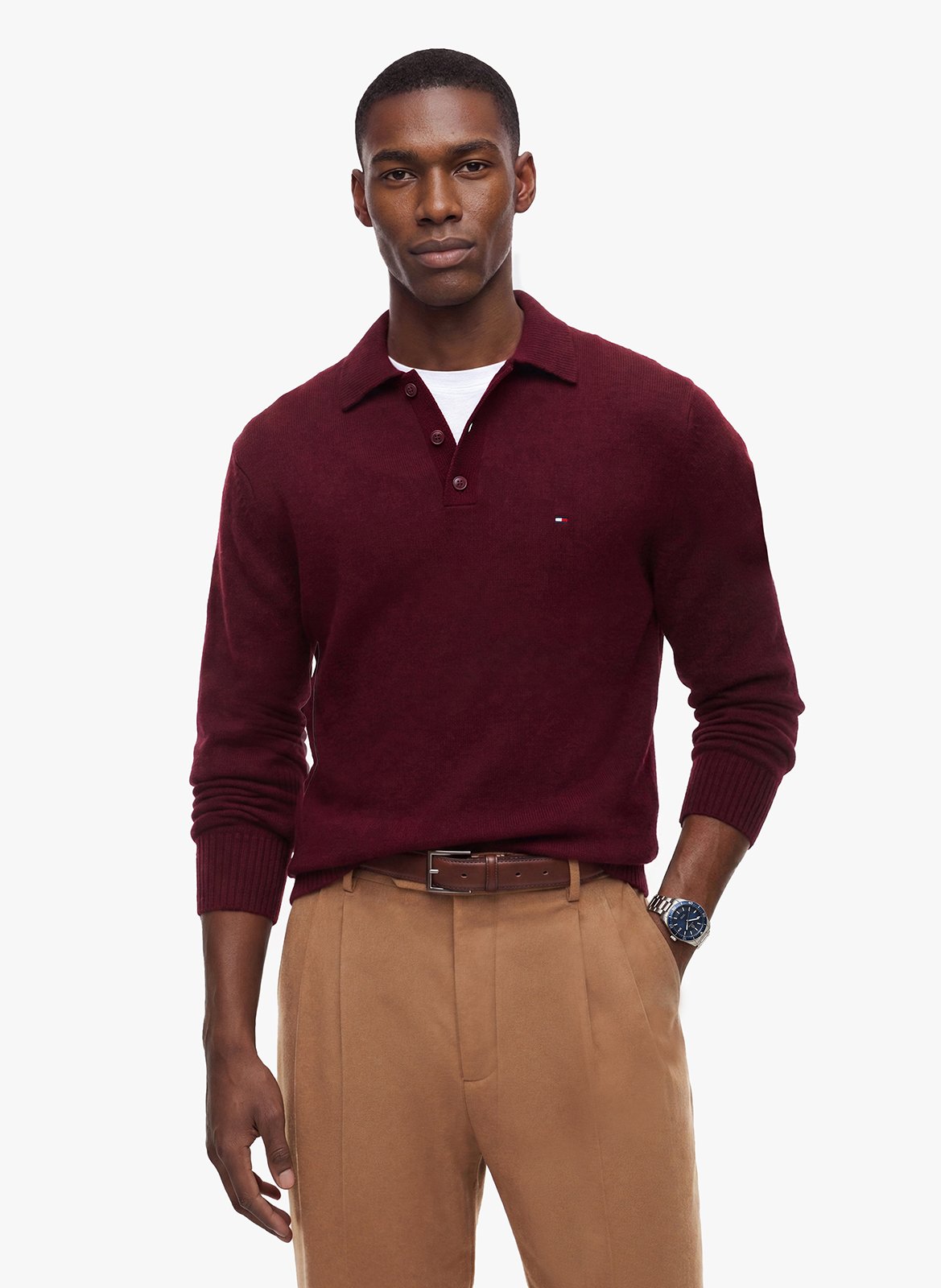Pull droit en laine TOMMY HILFIGER Violet