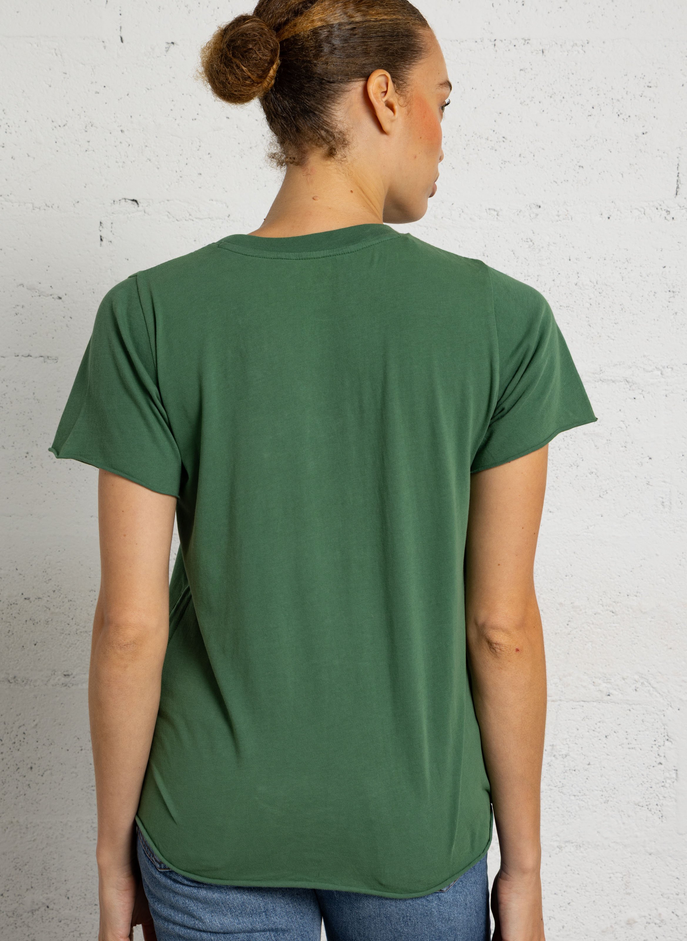 T-shirt with embroidered pearl details in organic cotton LEON & HARPER Green