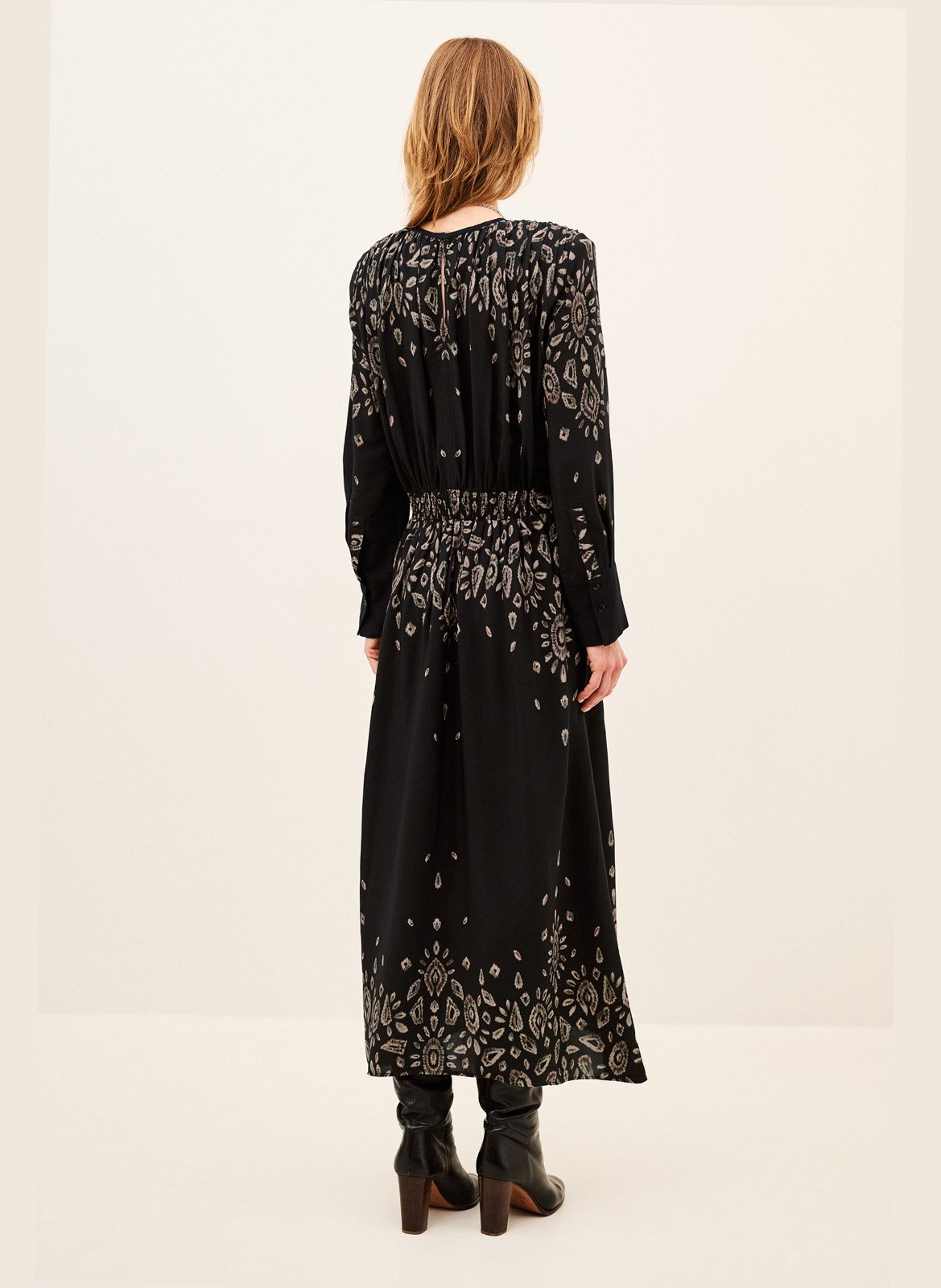 Long printed round-neck dress BA&SH Black