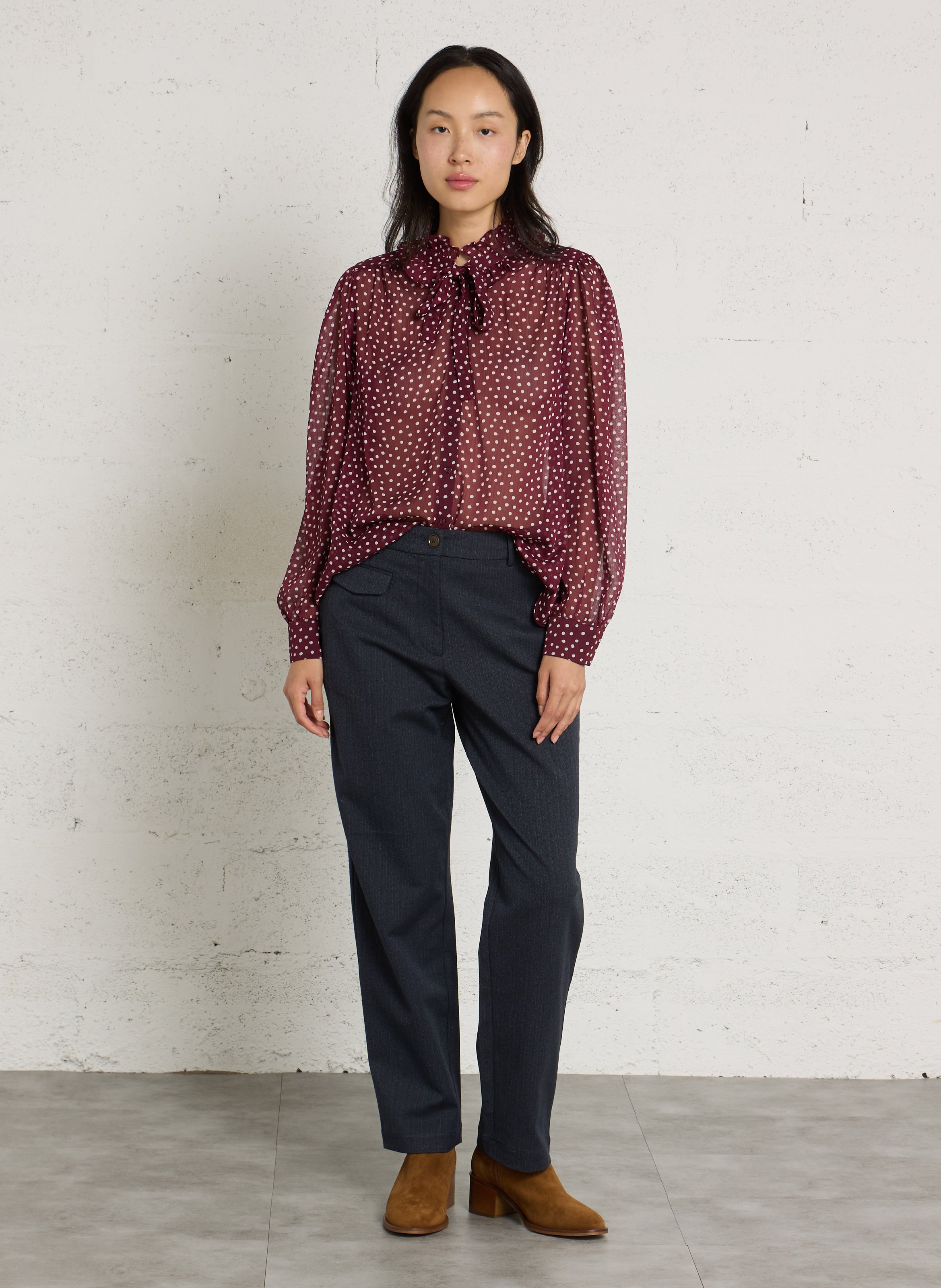 Wide-leg trousers in mixed cotton NICE THINGS Blue