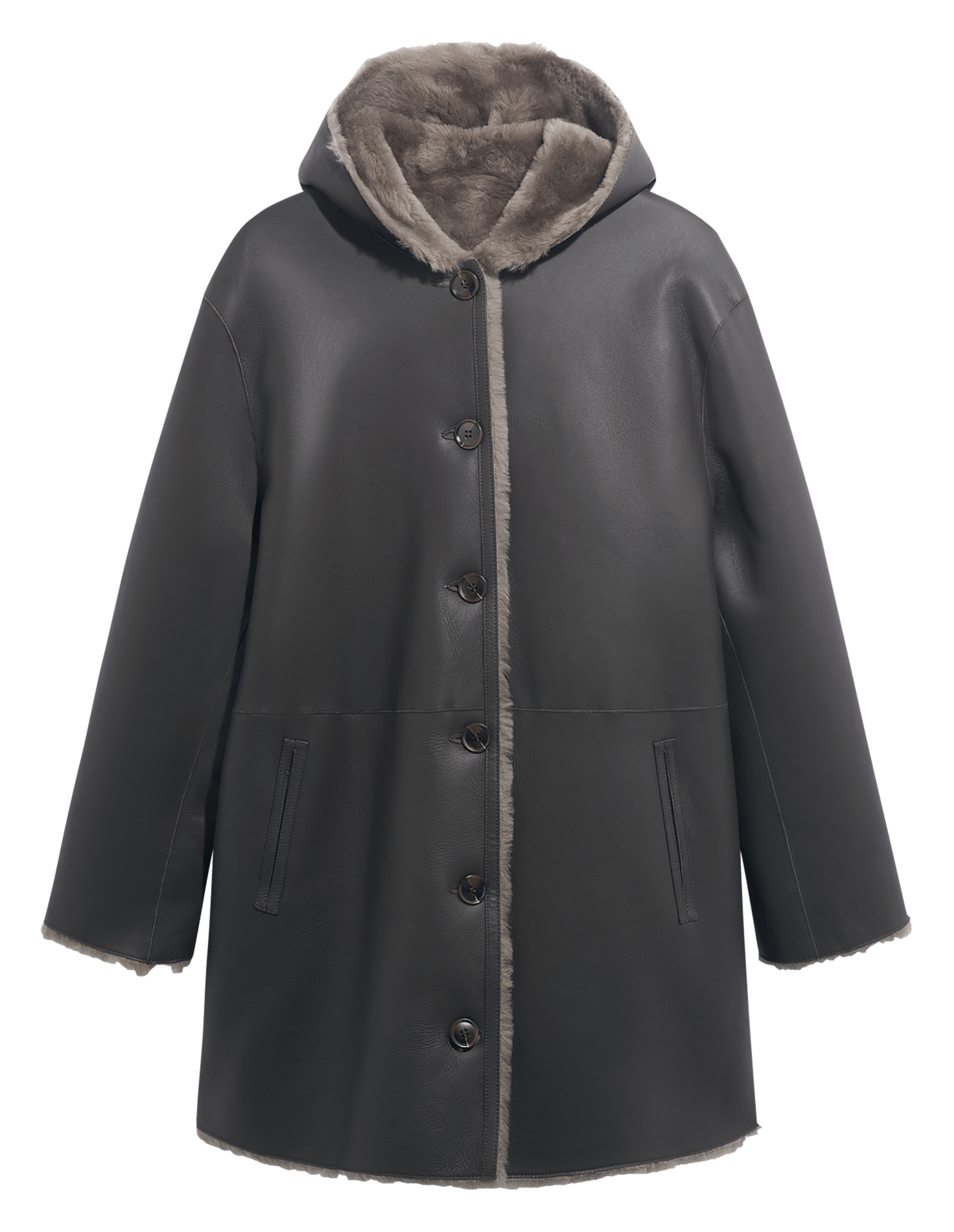 Reversible straight-cut leather coat PABLO Brown