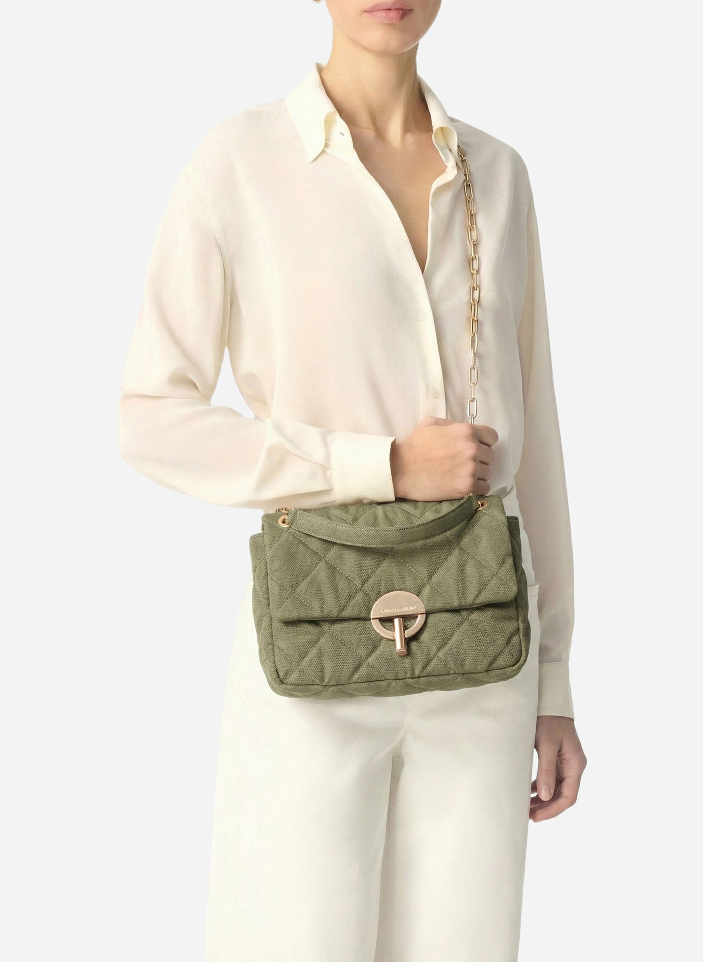 Linen crossbody bag VANESSA BRUNO Khaki