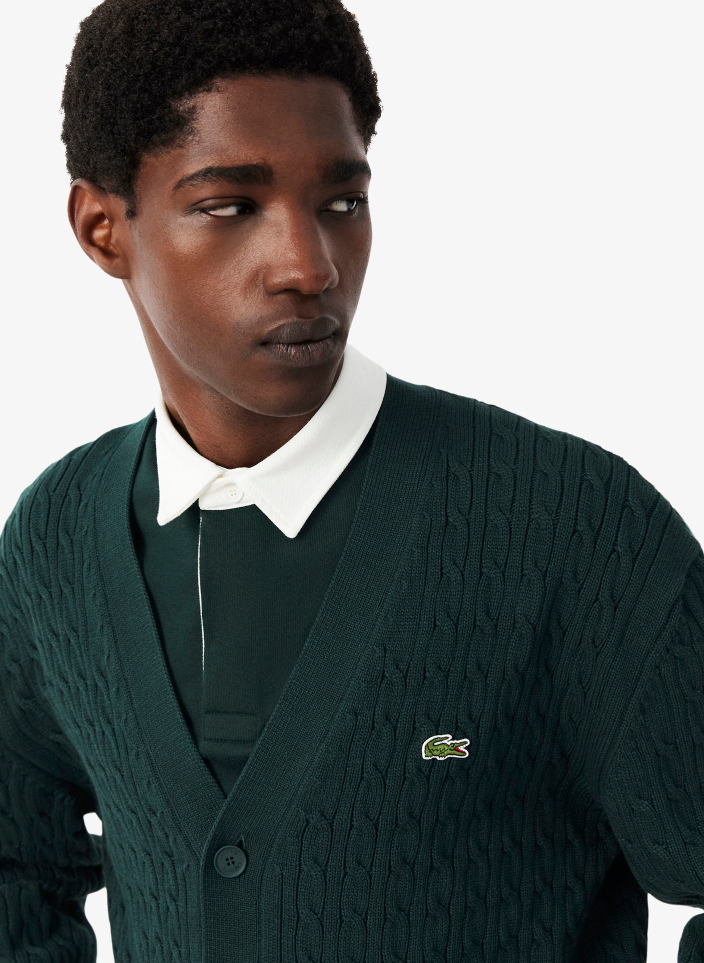 Cardigan ample en coton mélangé LACOSTE Vert
