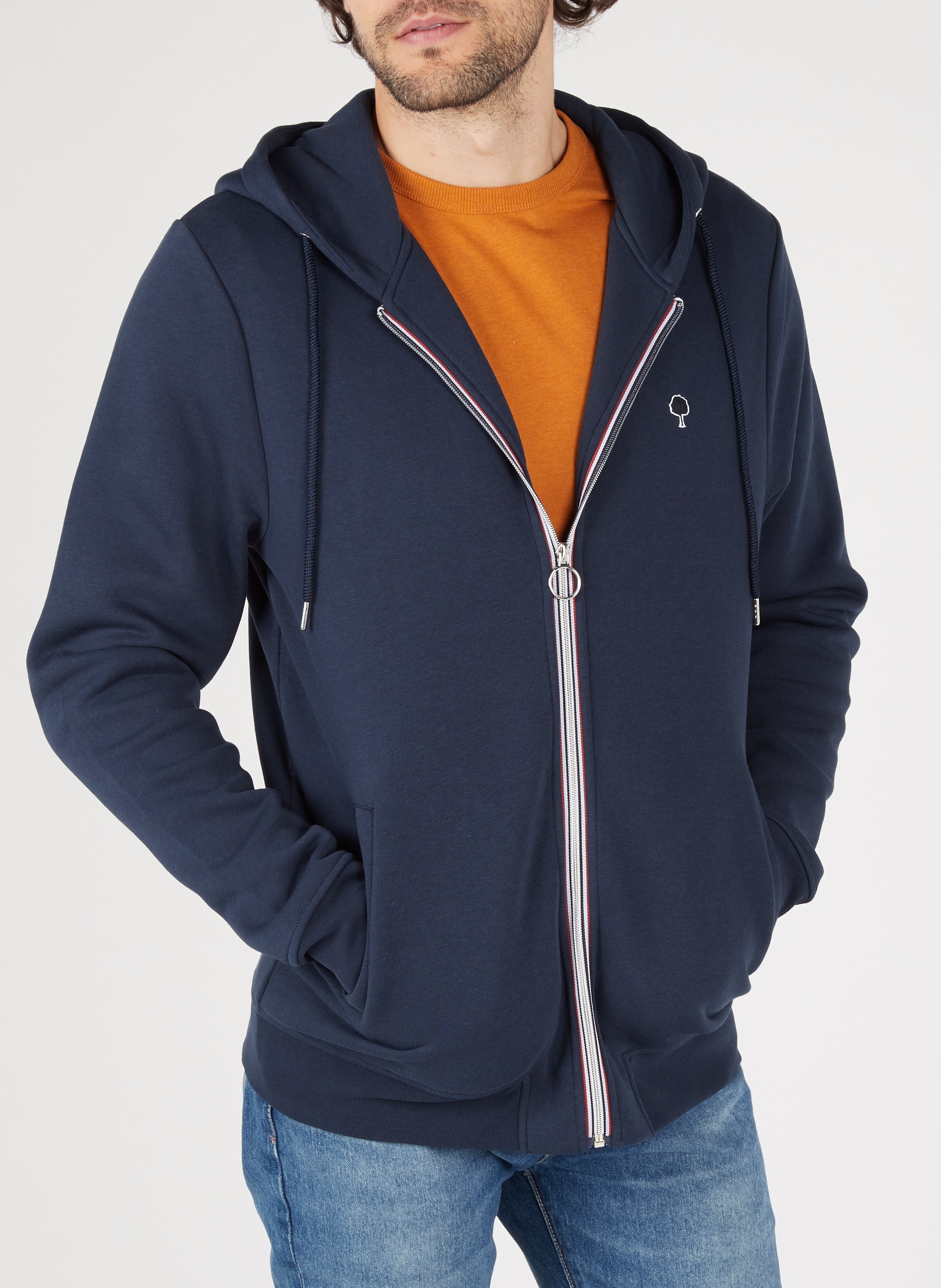 Regular-fit sweater van joggingstof met capuchon FAGUO Blauw