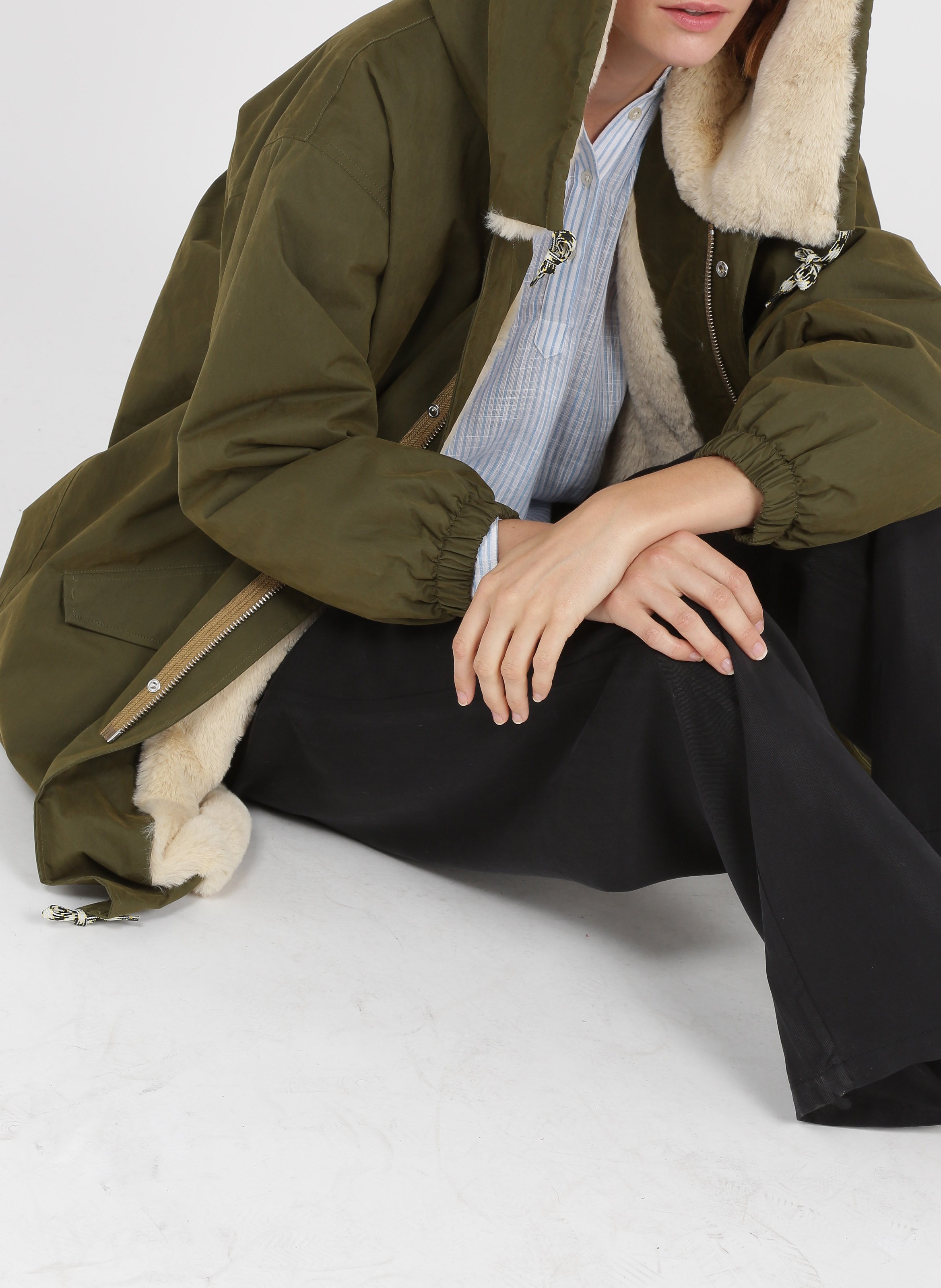 Parka met gevoerde capuchon - katoenblend BELLEROSE Kaki