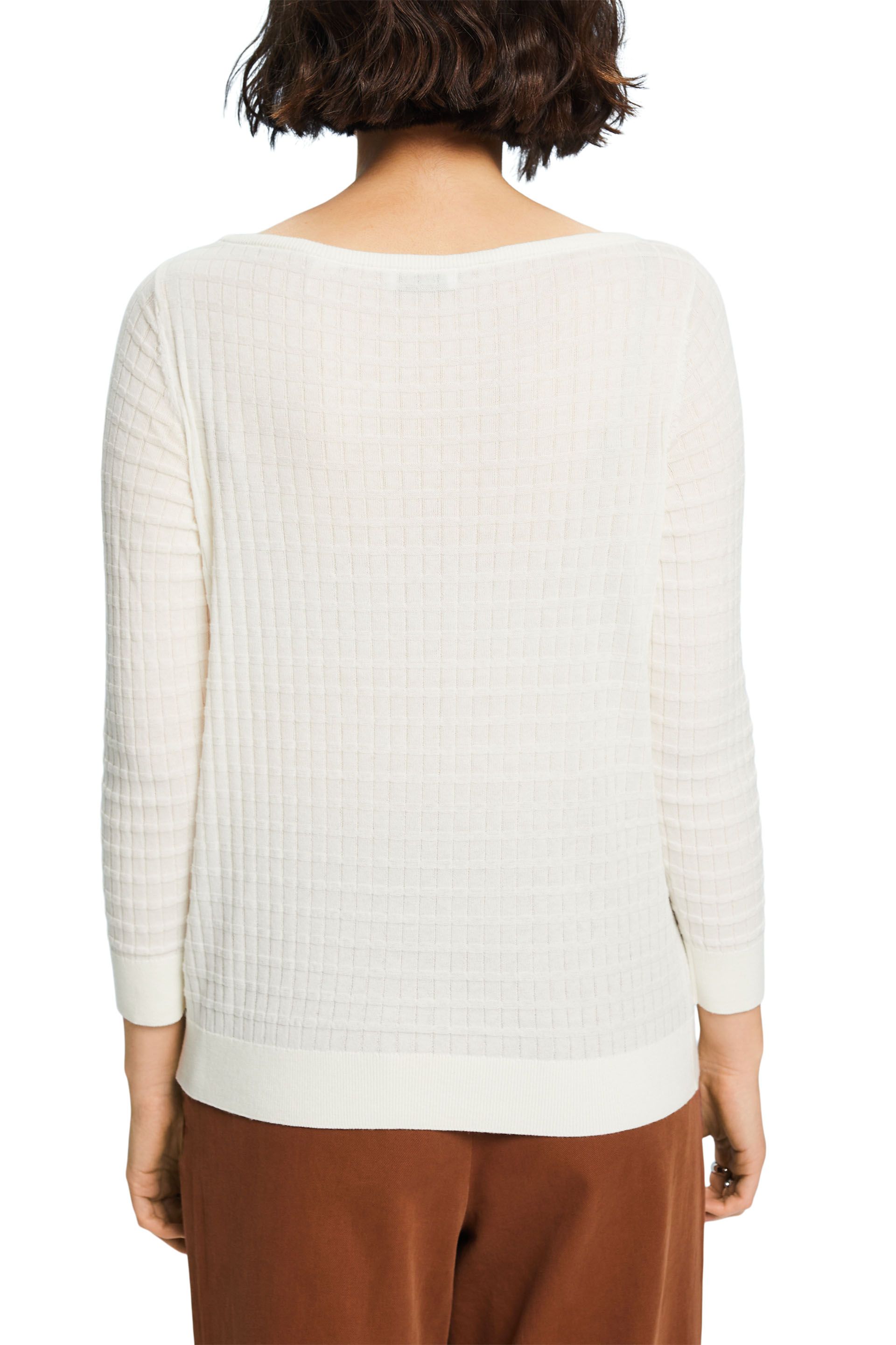 Pull droit col bateau en coton ESPRIT Gris