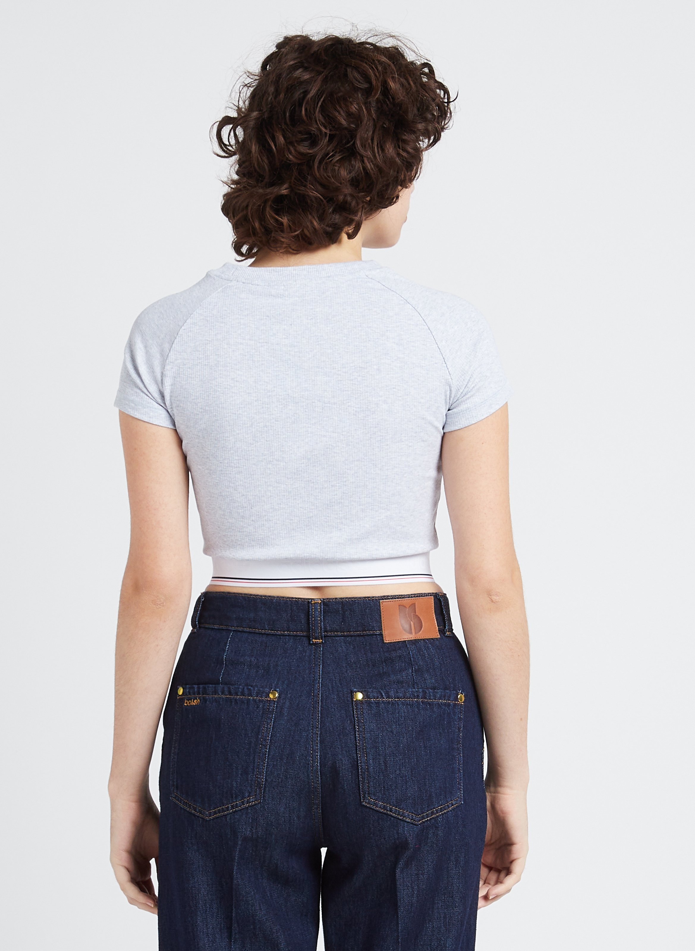 Kurzes Sport-T-Shirt aus Baumwoll-Mix ADIDAS Grau