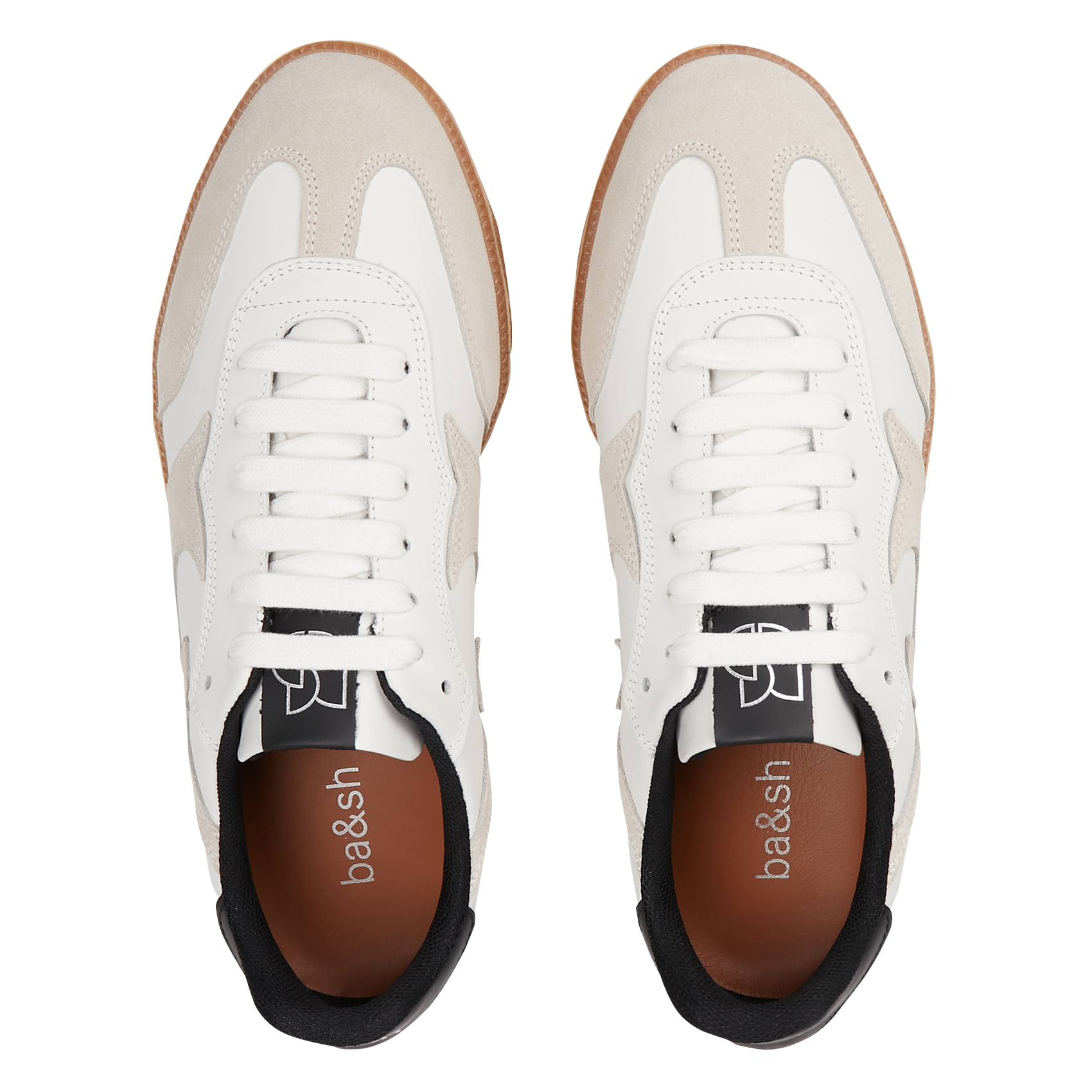 Baskets basses en cuir bi-matière BA&SH Blanc