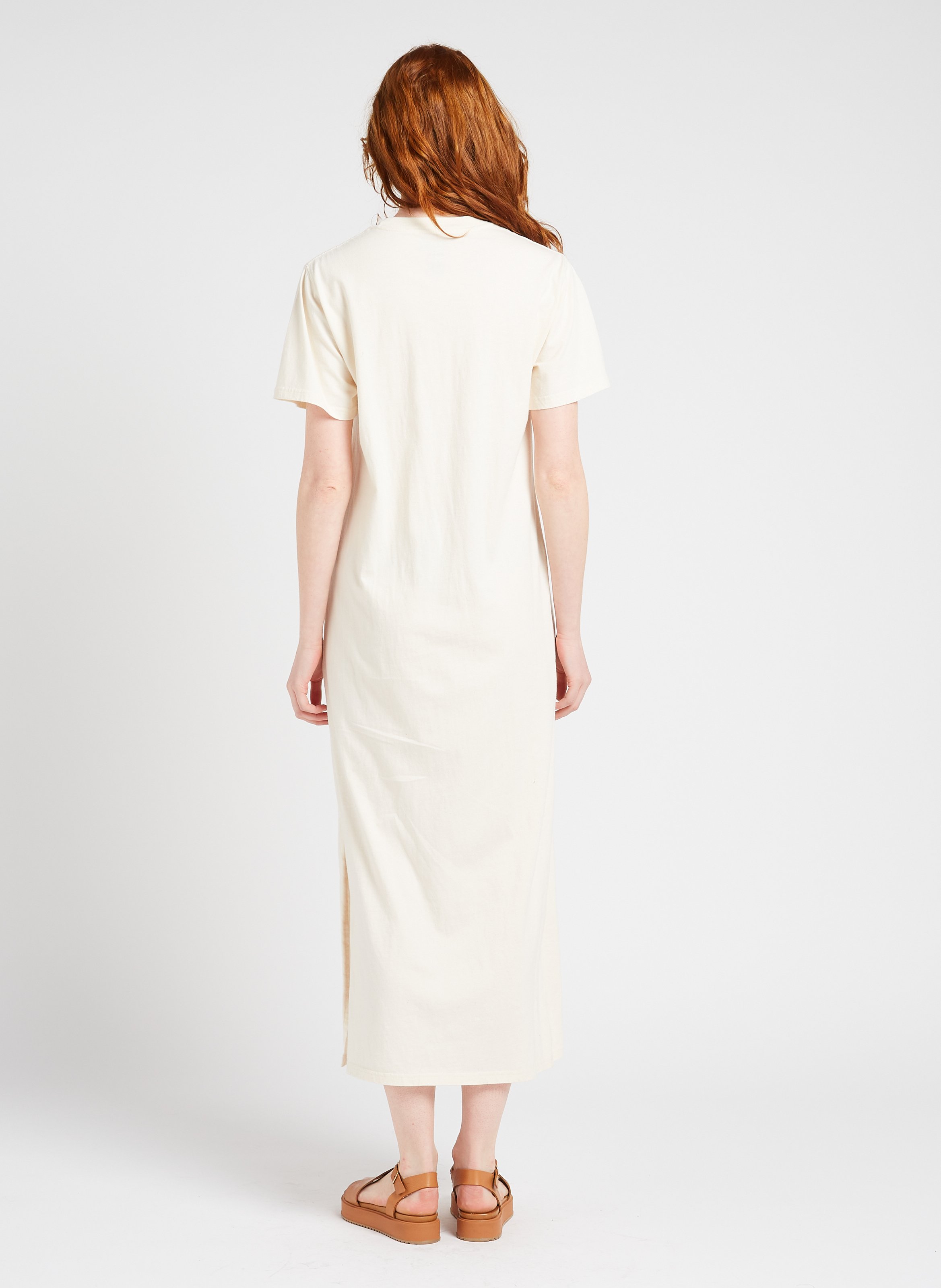 Robe longue col rond en coton NEWTONE Beige