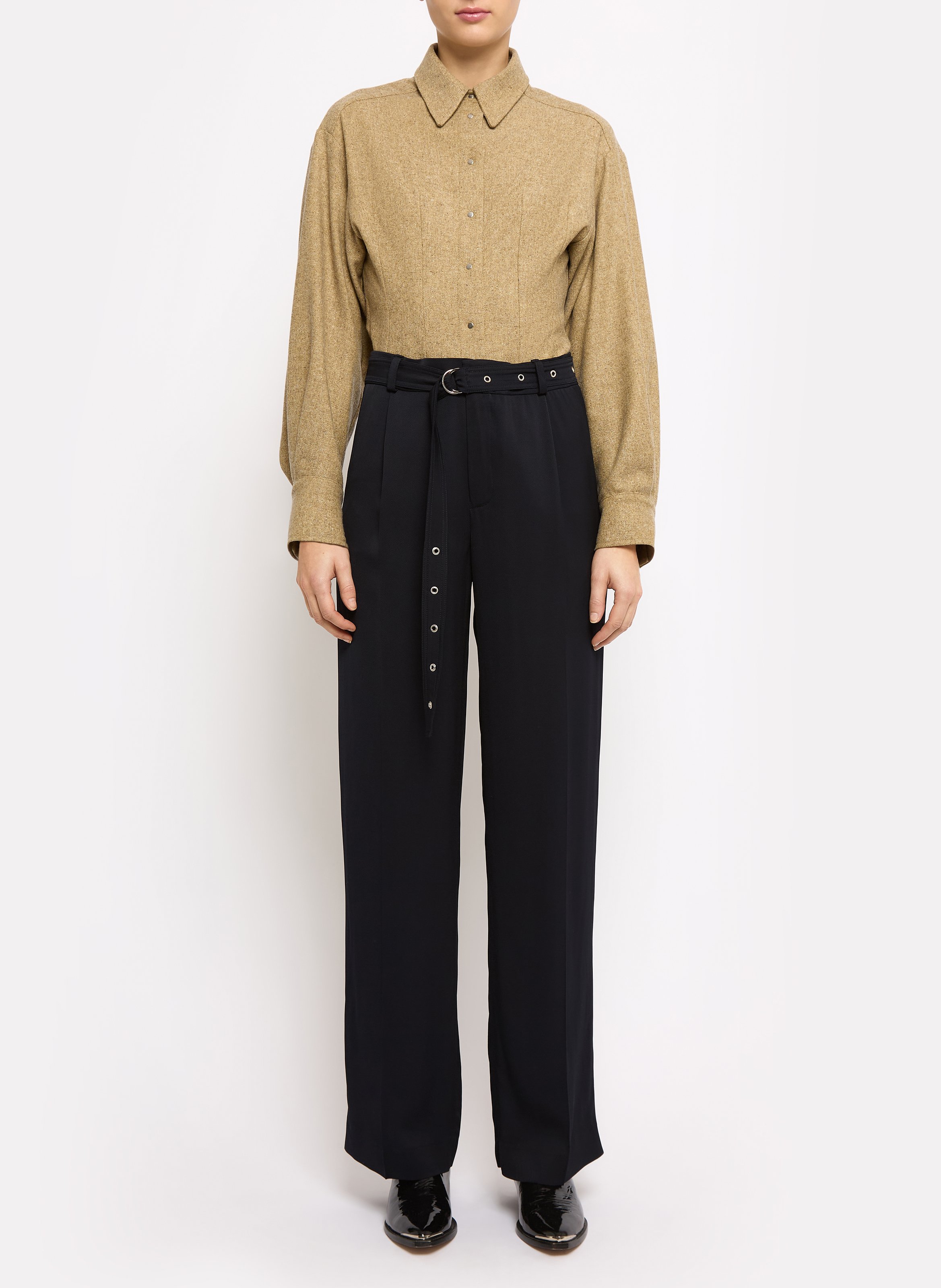 Pantalon droit à pinces ceinturé ROSEANNA Bleu