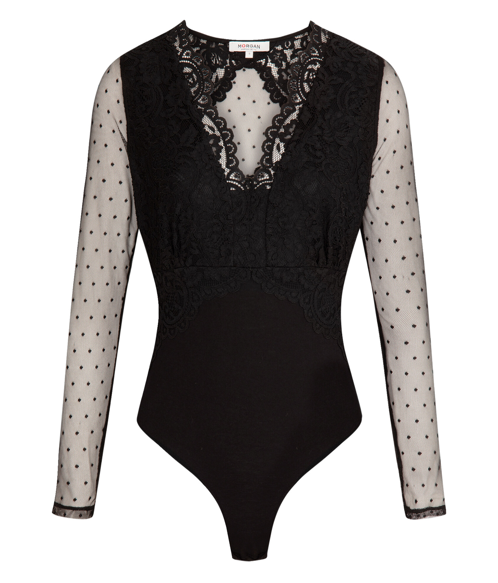 Long-sleeved lace body MORGAN Black