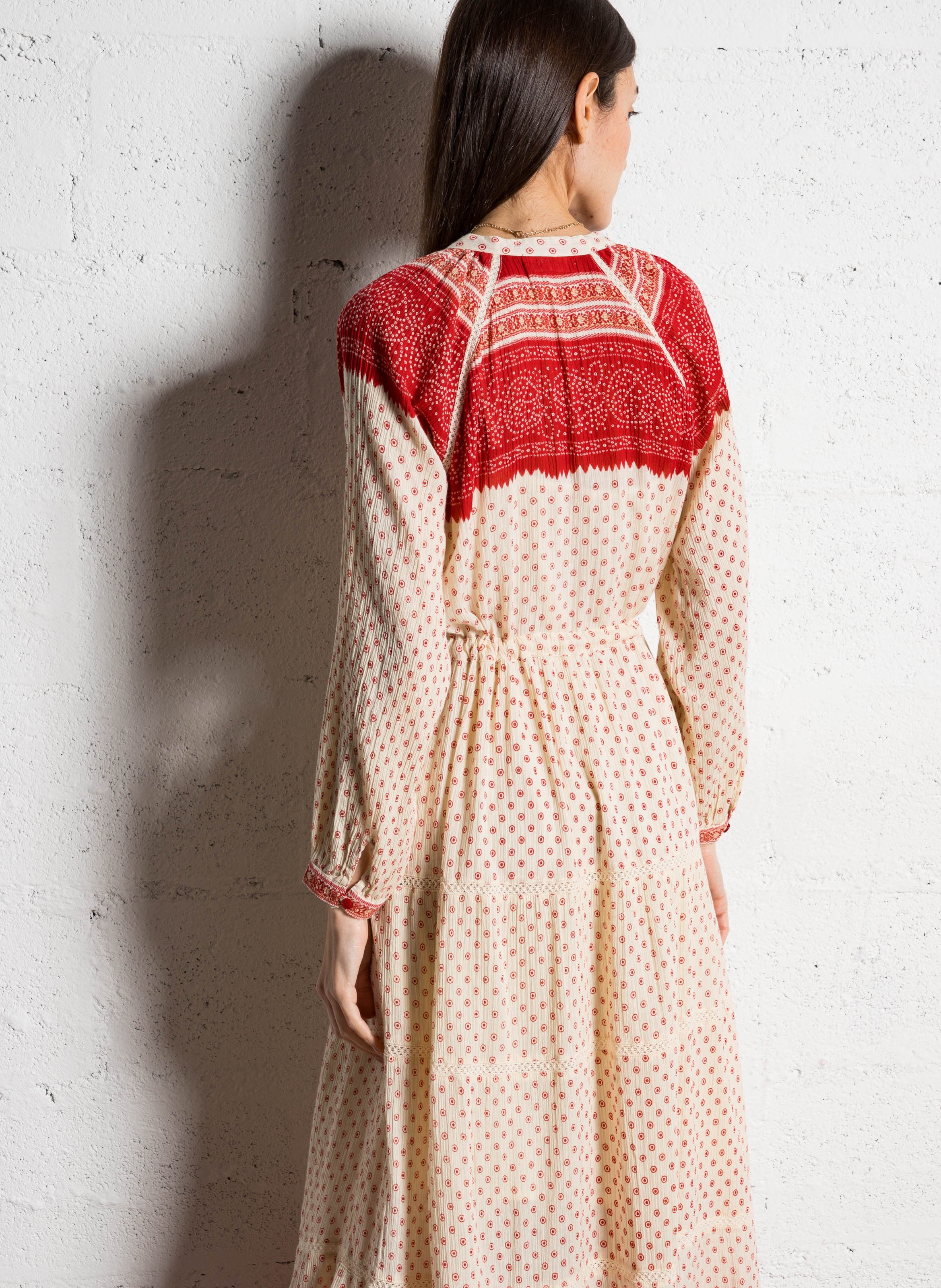 Robe ample imprimée en coton  MAISON HOTEL Rouge