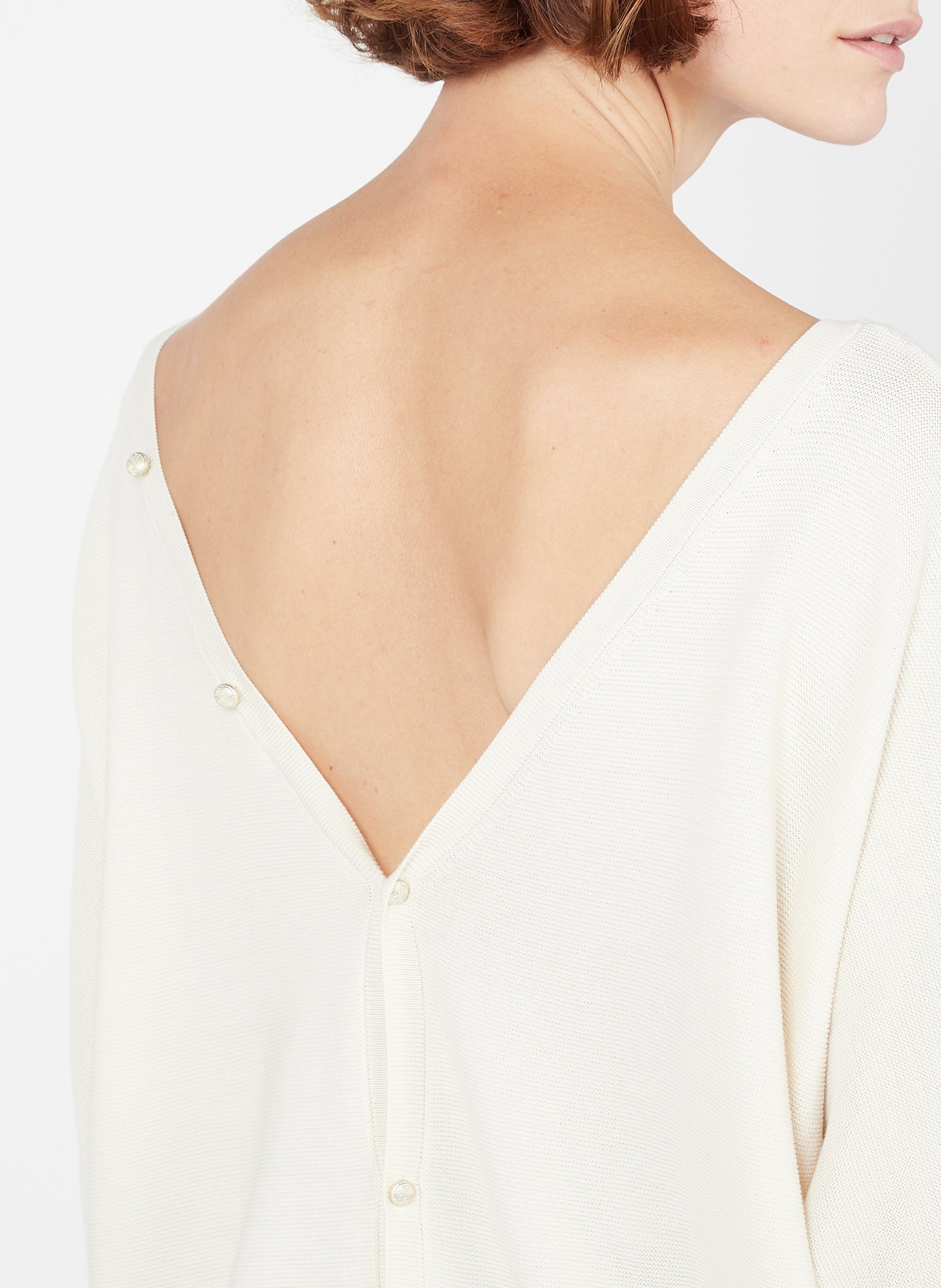 Gilet boutonné col V en coton mélangé BA&SH Beige