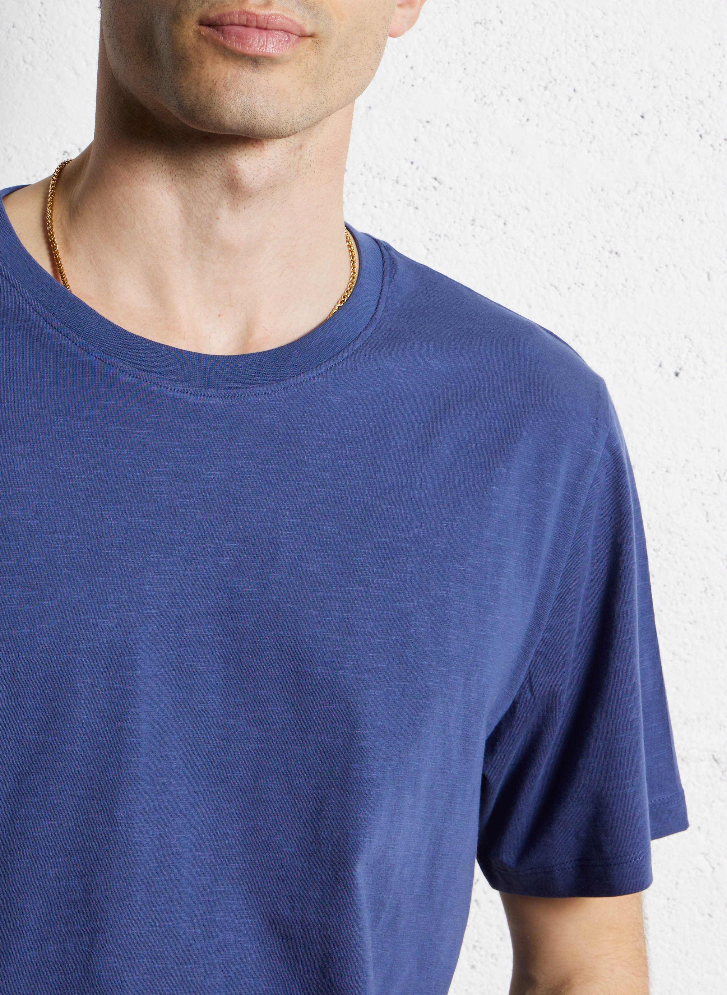 Short-sleeved organic cotton T-shirt SELECTED Blue