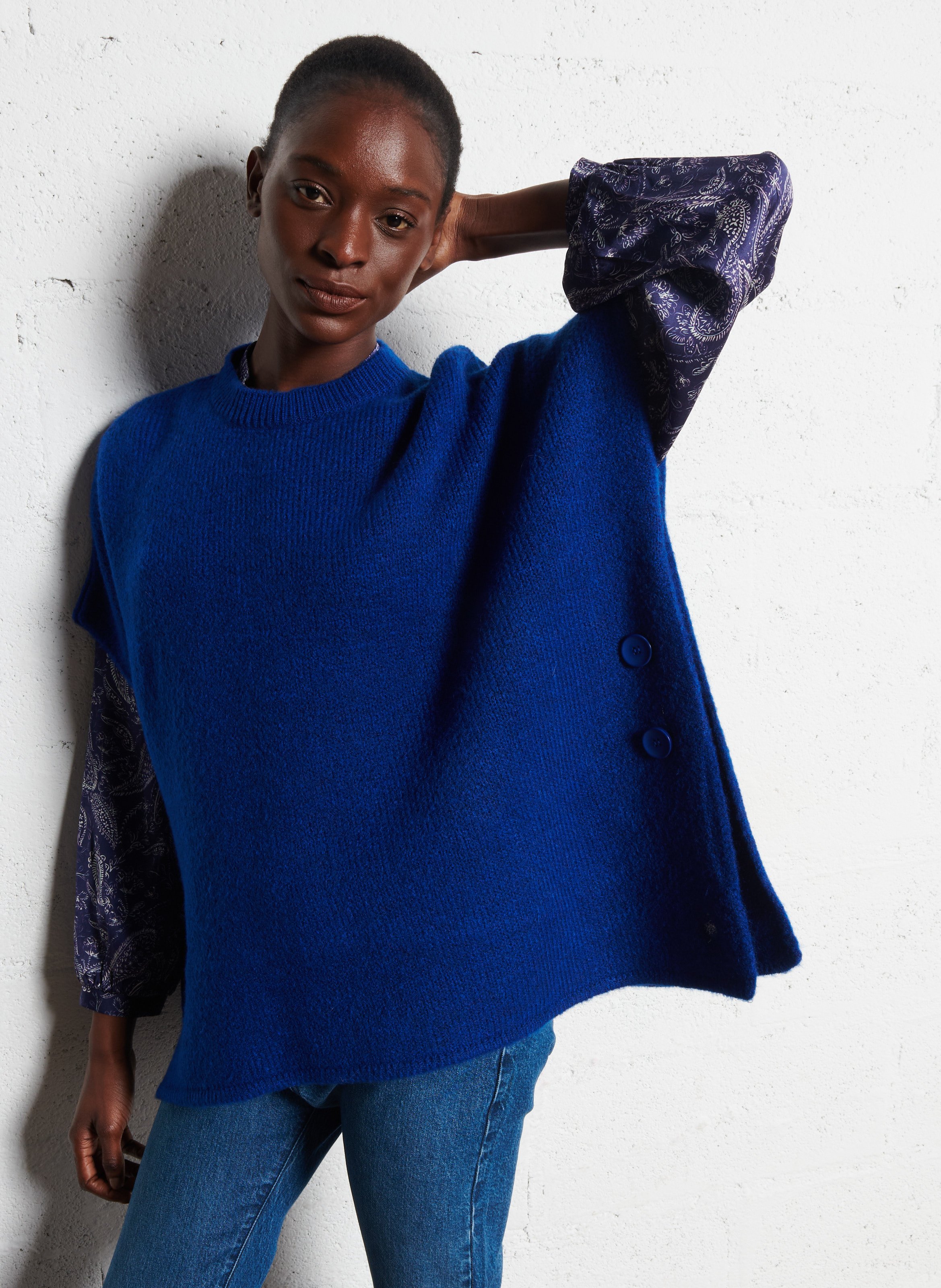 Oversized round-neck sweater ONE STEP Blue