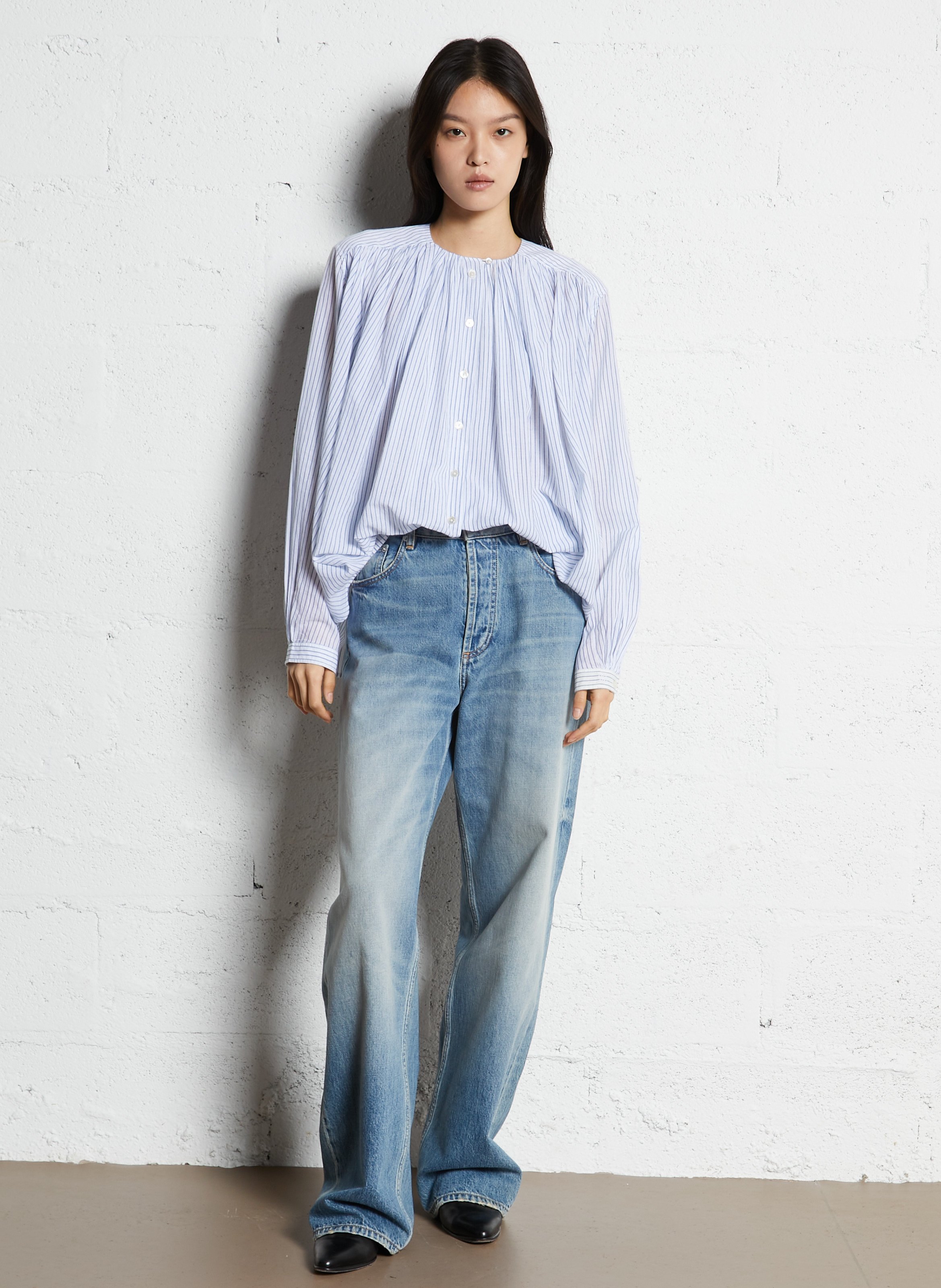 Kurzes Baumwollkleid mit Rundhalsausschnitt LAURENCE BRAS Blau