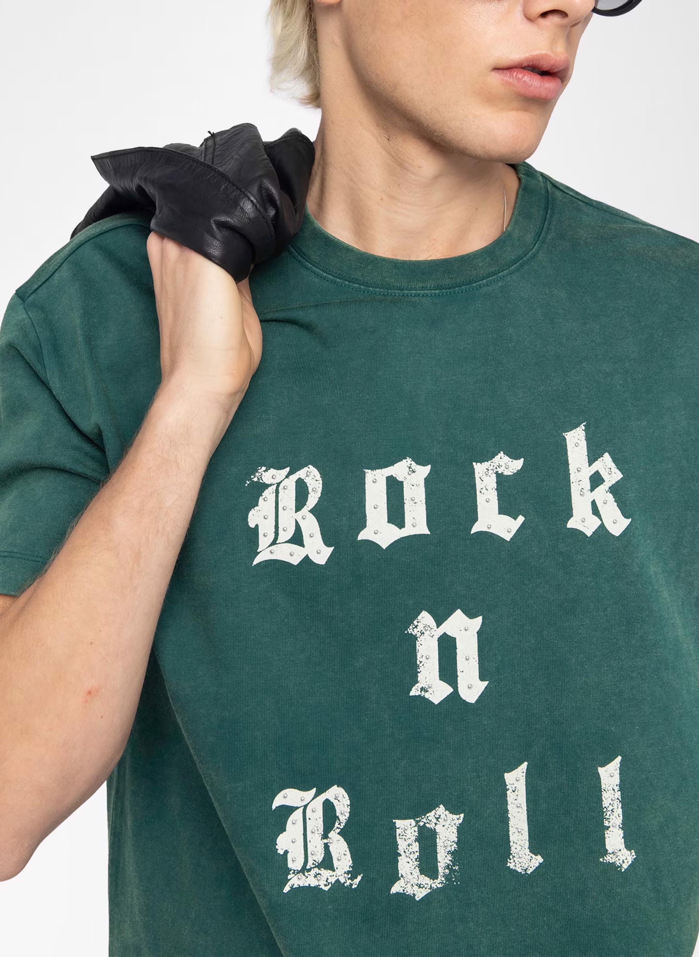 Tee-shirt ample col rond sérigraphié en coton ZADIG&amp;VOLTAIRE Vert