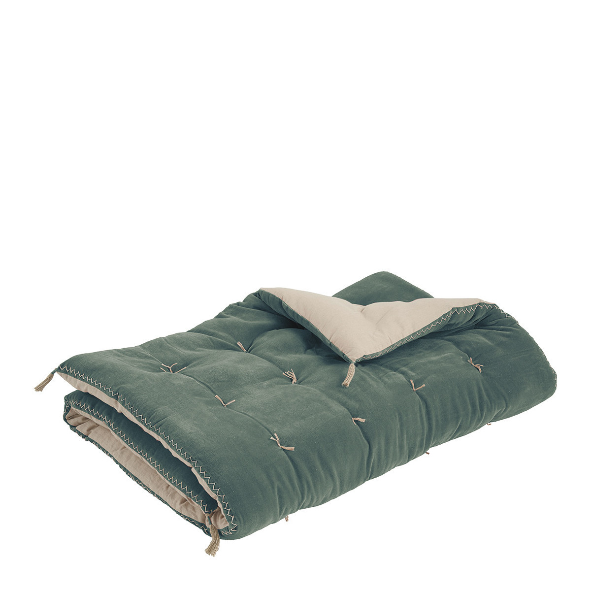 Celadon cotton velvet futon BLANC D'IVOIRE Green