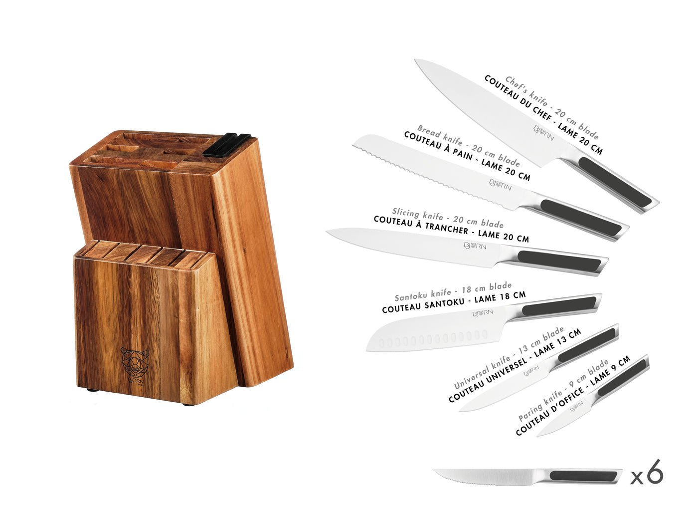 Loki Loviisa kitchen knife set and steak knives set - 14 pieces BJORN Black