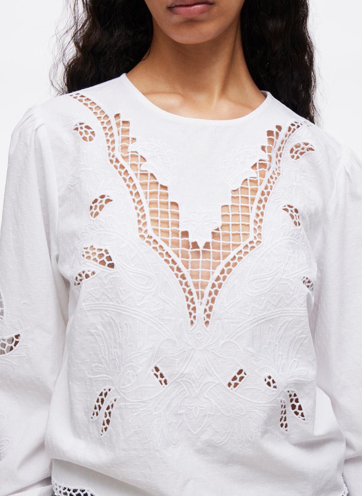 Round-neck cotton blouse ROUGE EDIT Beige