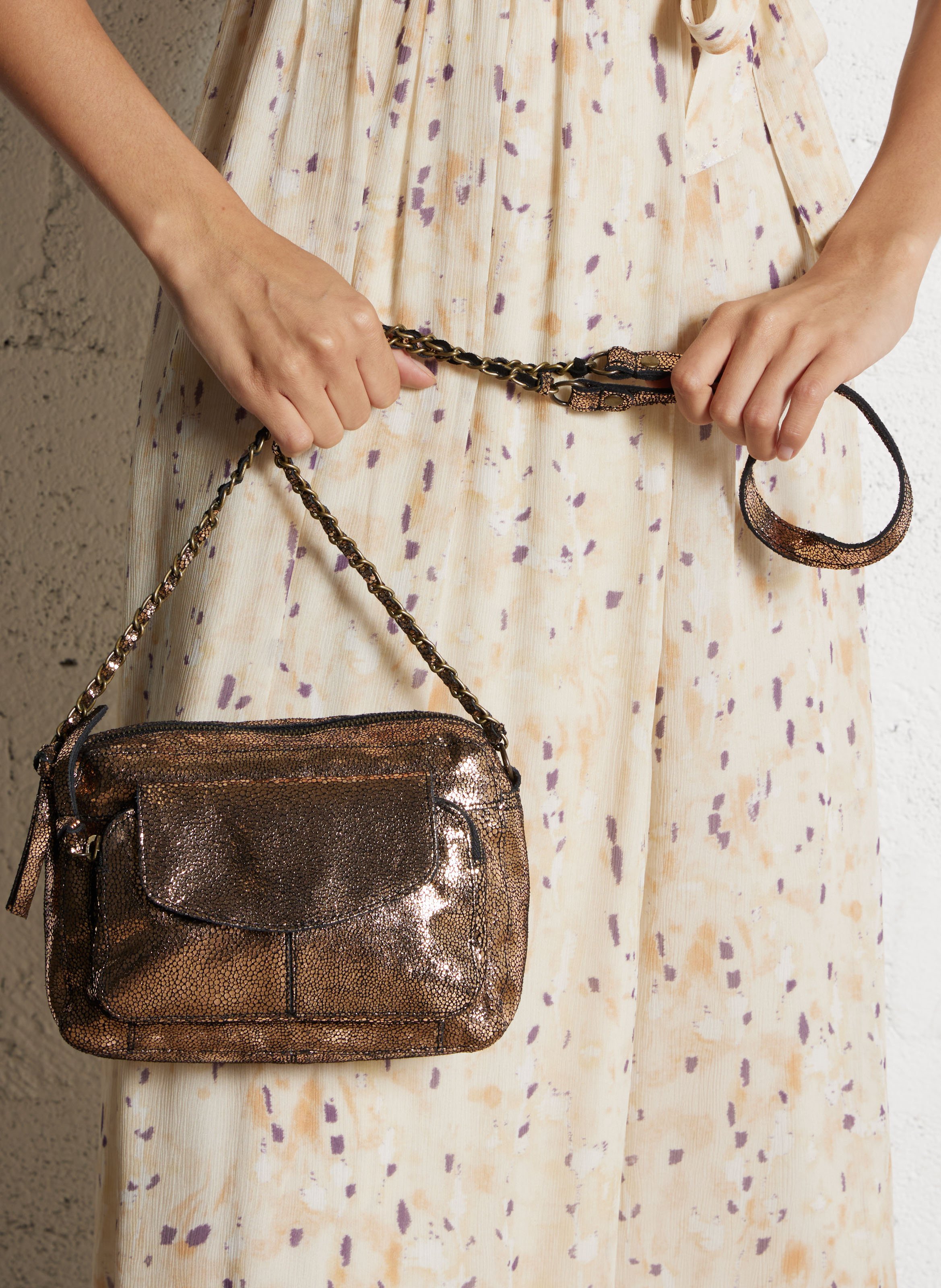 Dori leather shoulder bag PIECES Brown