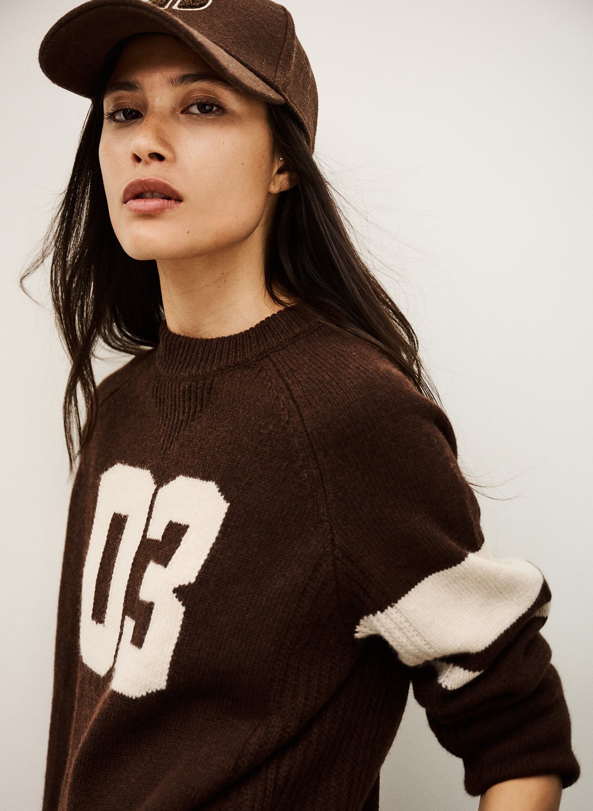 Pull droit col rond en cachemire BA&SH Marron