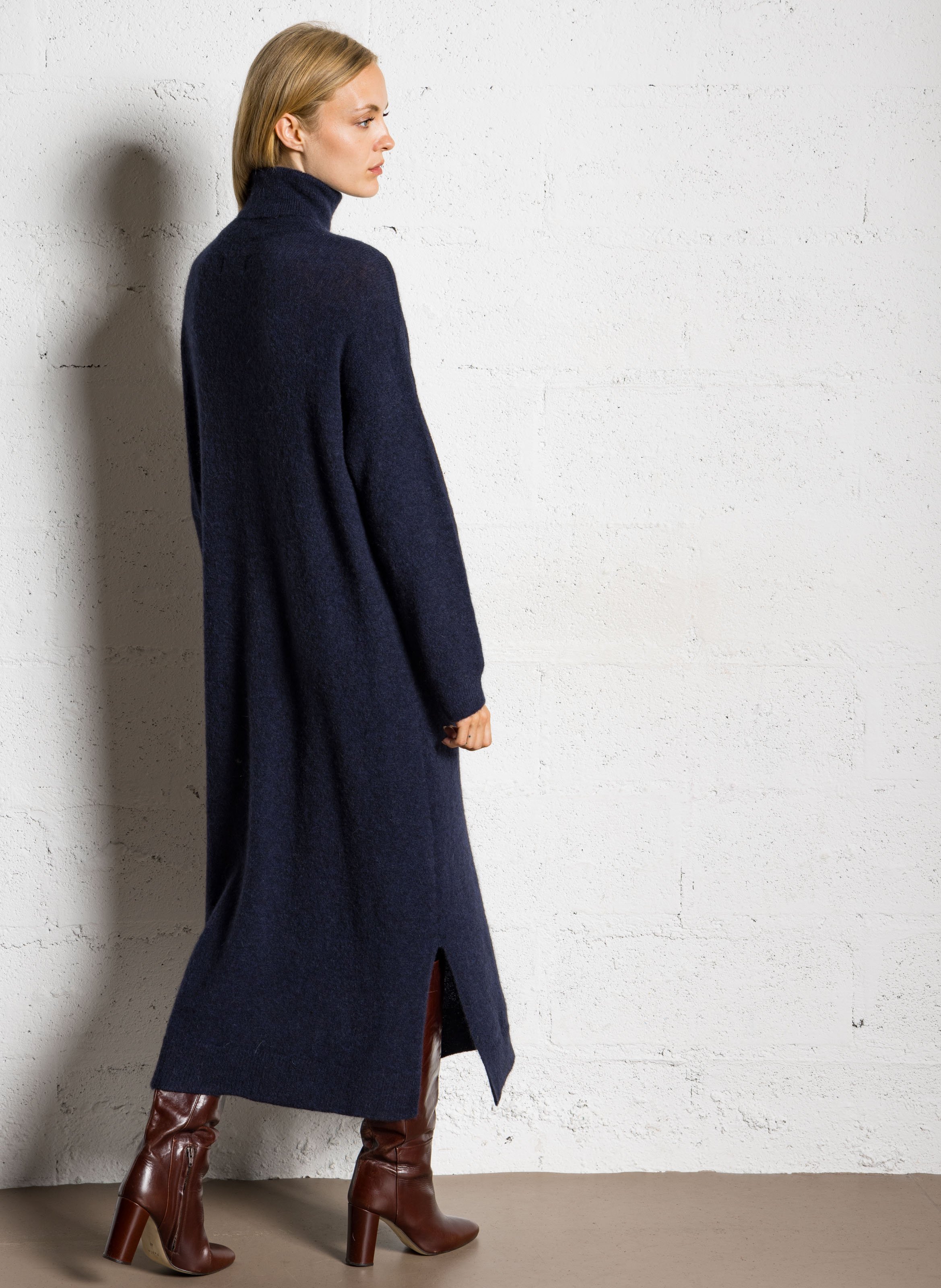 Long high-neck dress DES PETITS HAUTS Blue