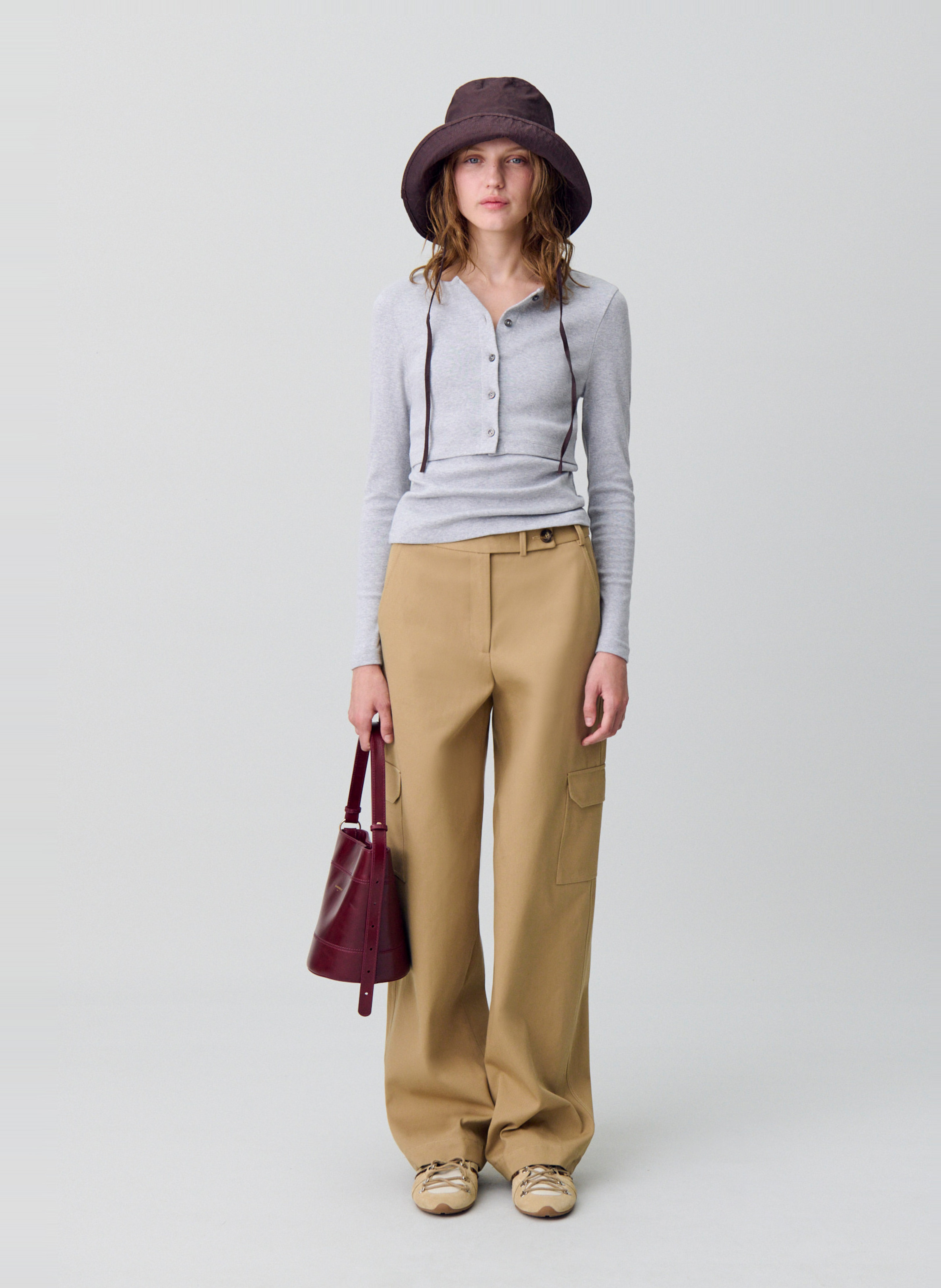 Set tee-shirt et cardigan en coton CLAUDIE PIERLOT Gris