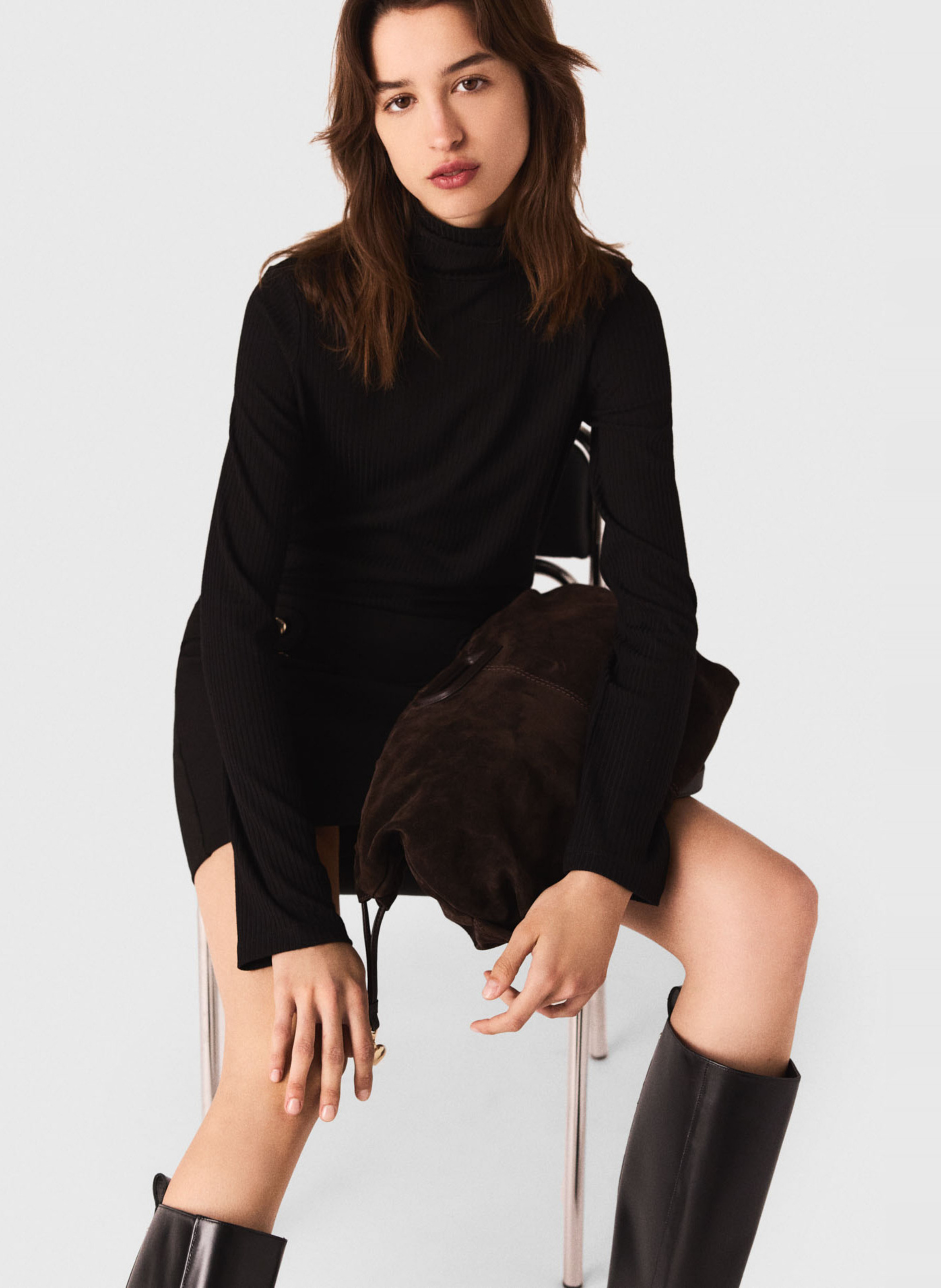 Roll-neck sweater dress MAJE Black