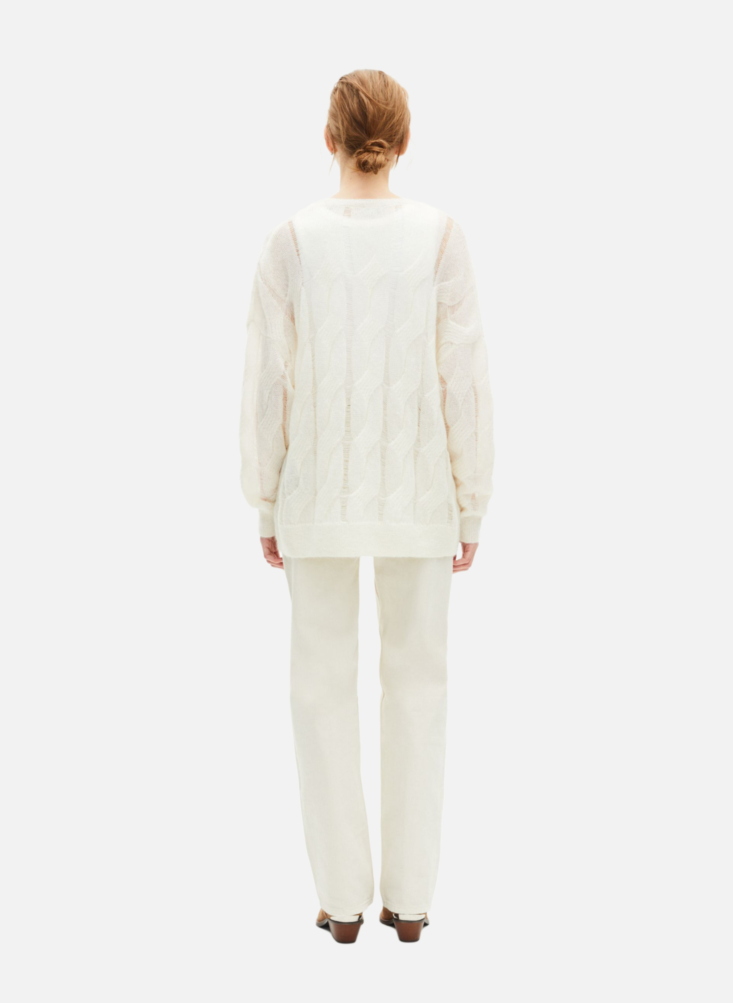 Mixed wool cable-knit sweater THE KOOPLES Beige