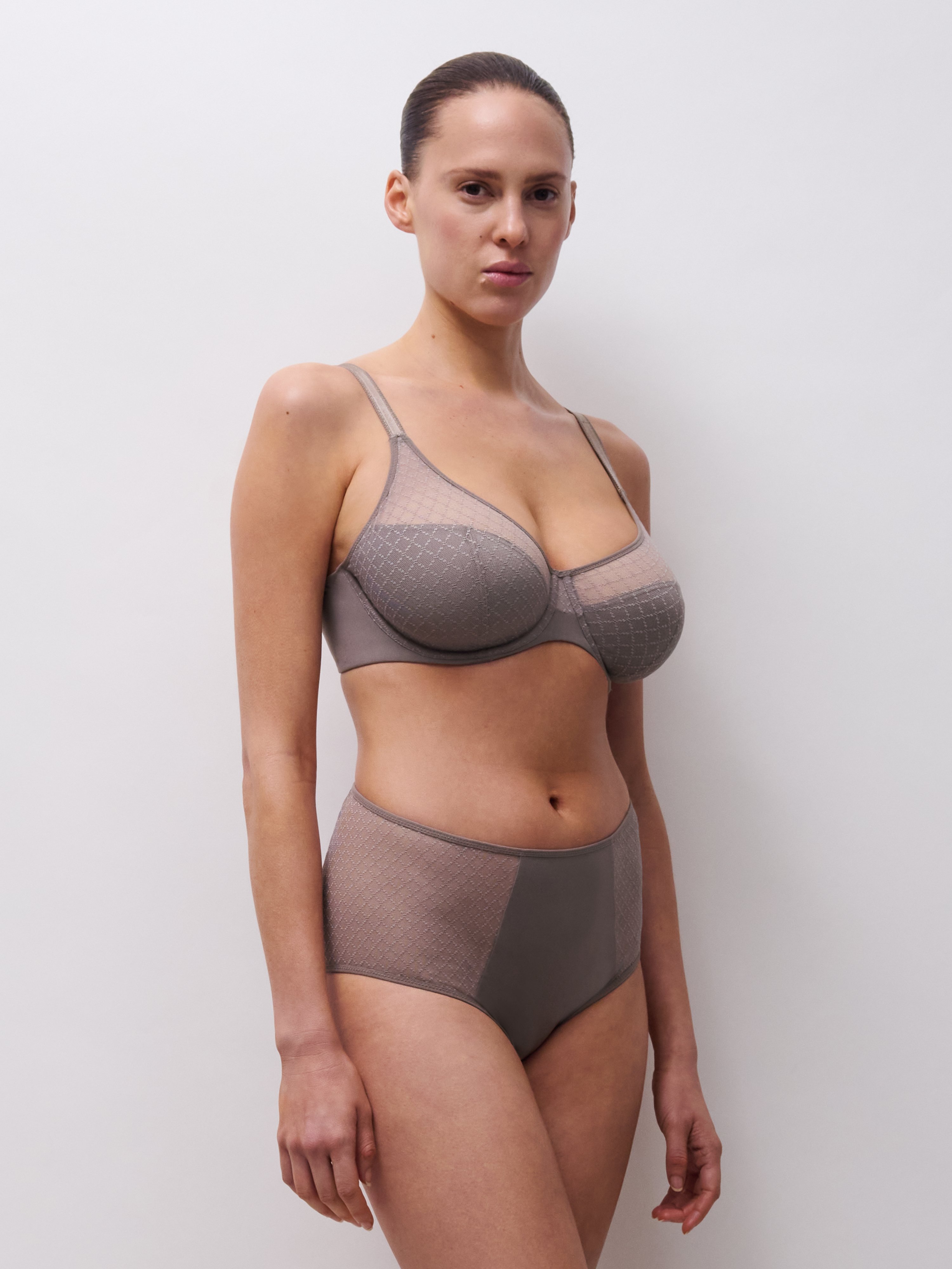 High-waisted lace panties CHANTELLE Grey